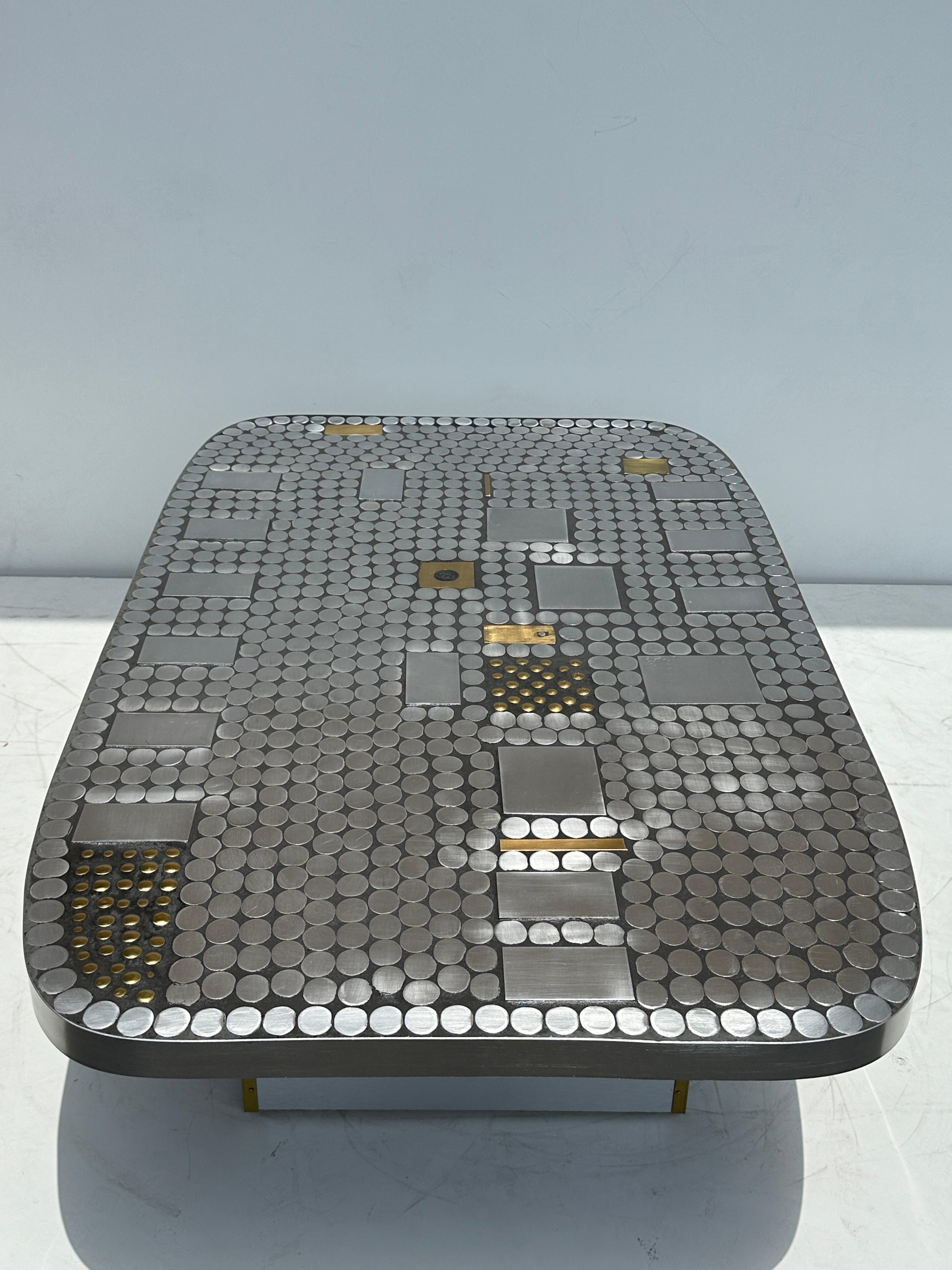 Aluminum Mosaic Coffee Table by Raf Verjans In Good Condition In North Hollywood, CA
