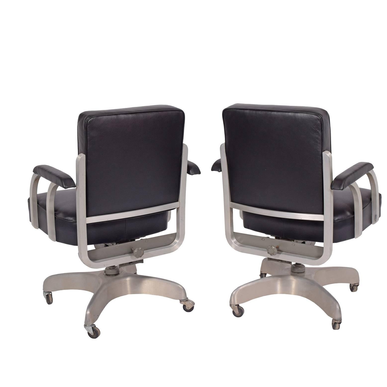 Mid-Century Modern Aluminum Office Chairs Made by Emeco Co.