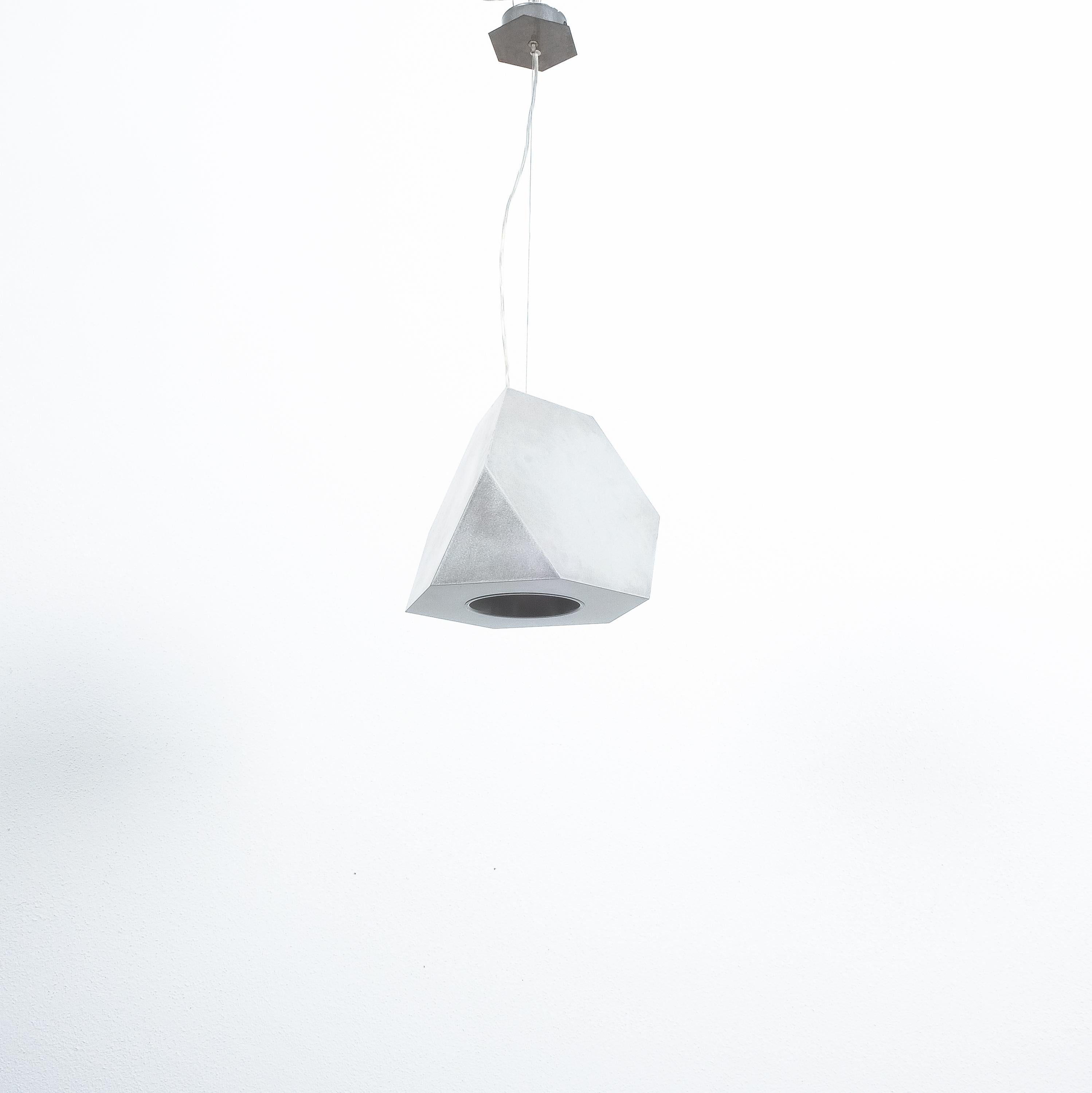 Late 20th Century Aluminum Pair of Pendant Lamps Melancholia Polyhedron, circa 1985