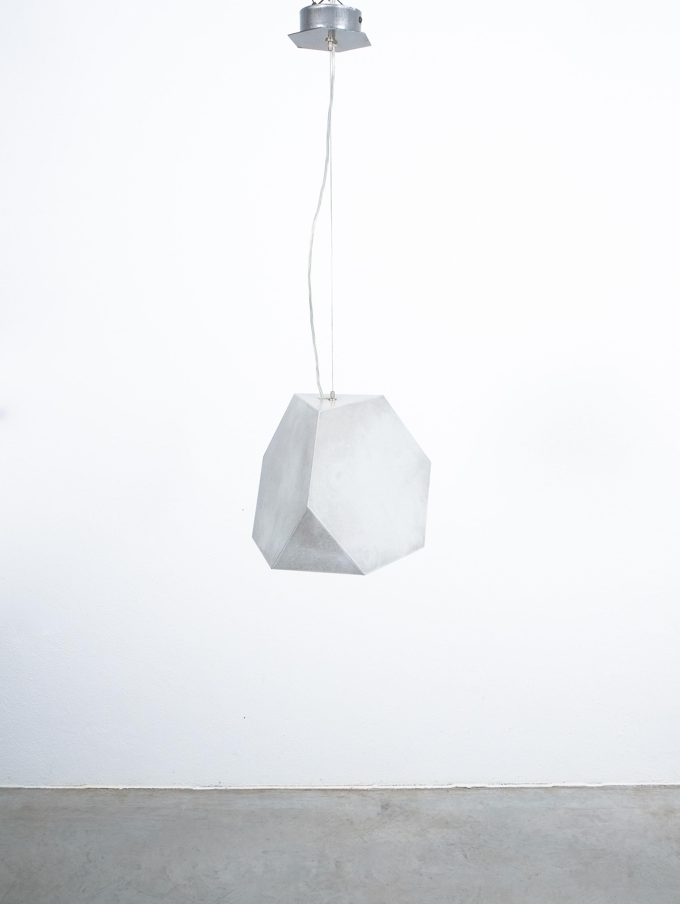 Aluminum Pair of Pendant Lamps Melancholia Polyhedron, circa 1985 1