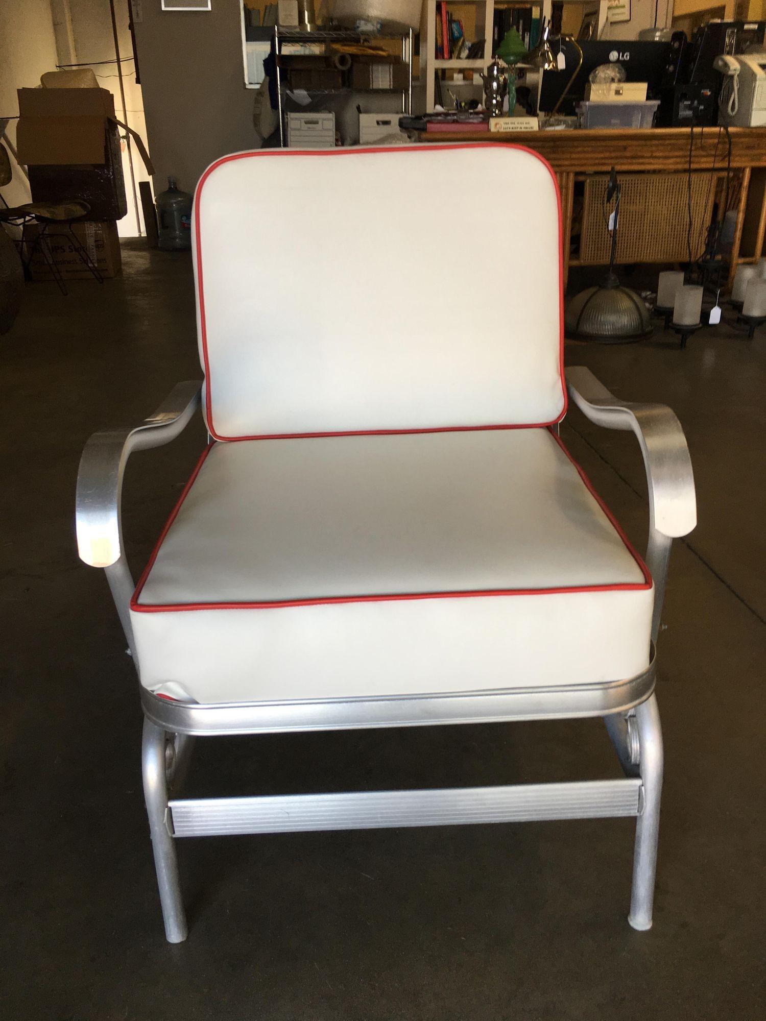 Early 20th Century Aluminum Patio / Outdoor Lounge Chair with Scrolling Side, circa 1950 For Sale