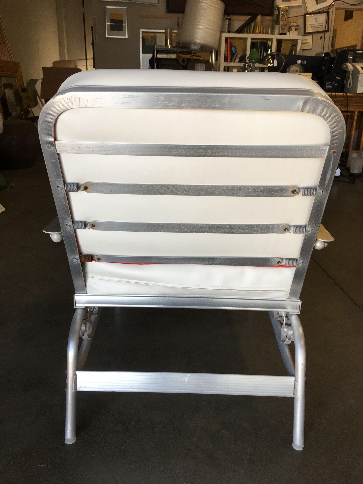 Aluminum Patio / Outdoor Lounge Chair with Scrolling Side, circa 1950 For Sale 1