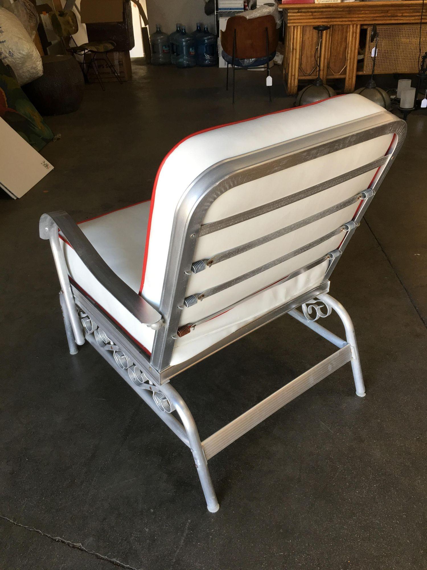 Aluminum Patio / Outdoor Lounge Chair with Scrolling Side, circa 1950 For Sale 2