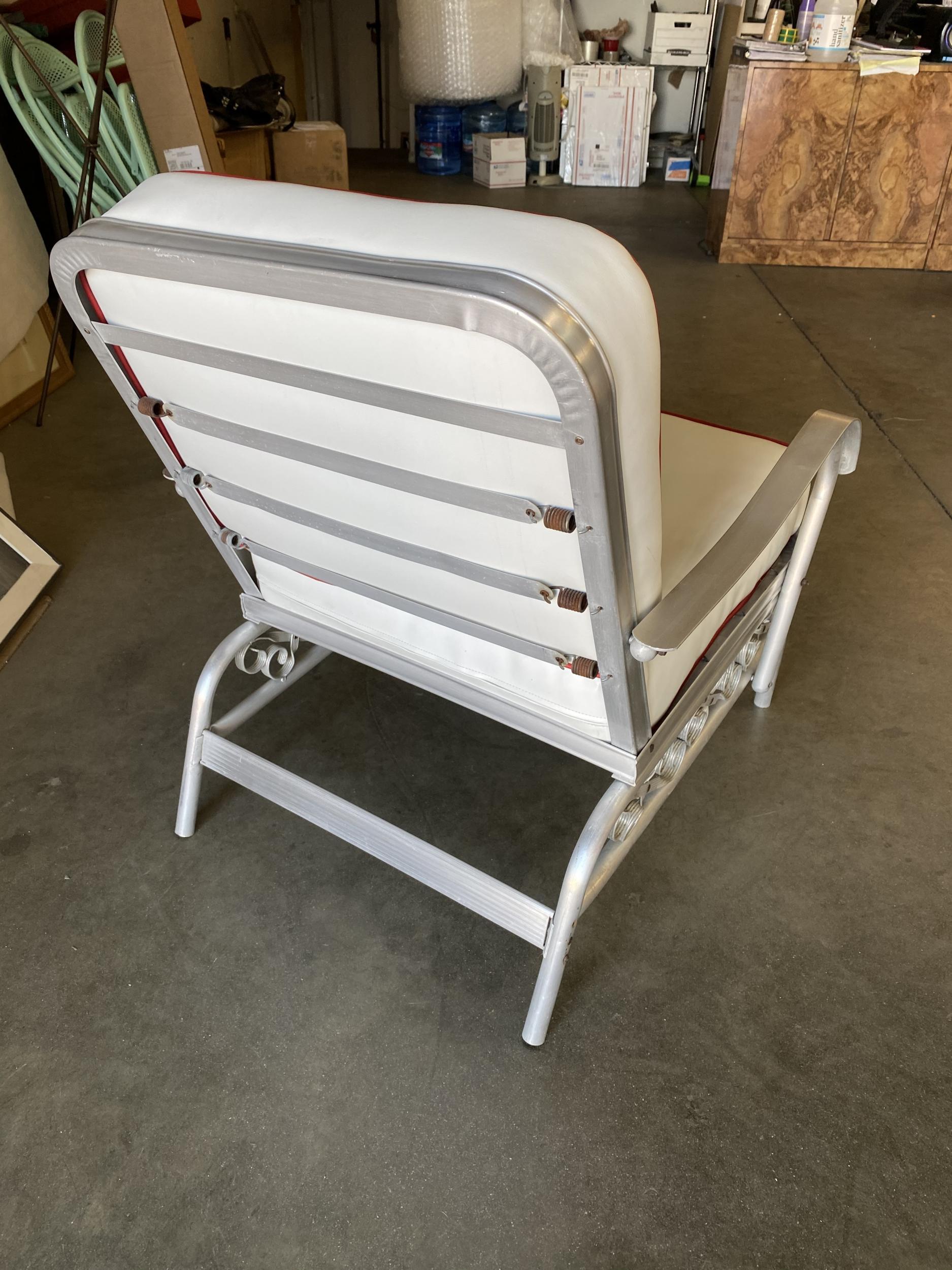American Aluminum Patio/Outdoor Lounge Pair of Chair with Scrolling Side