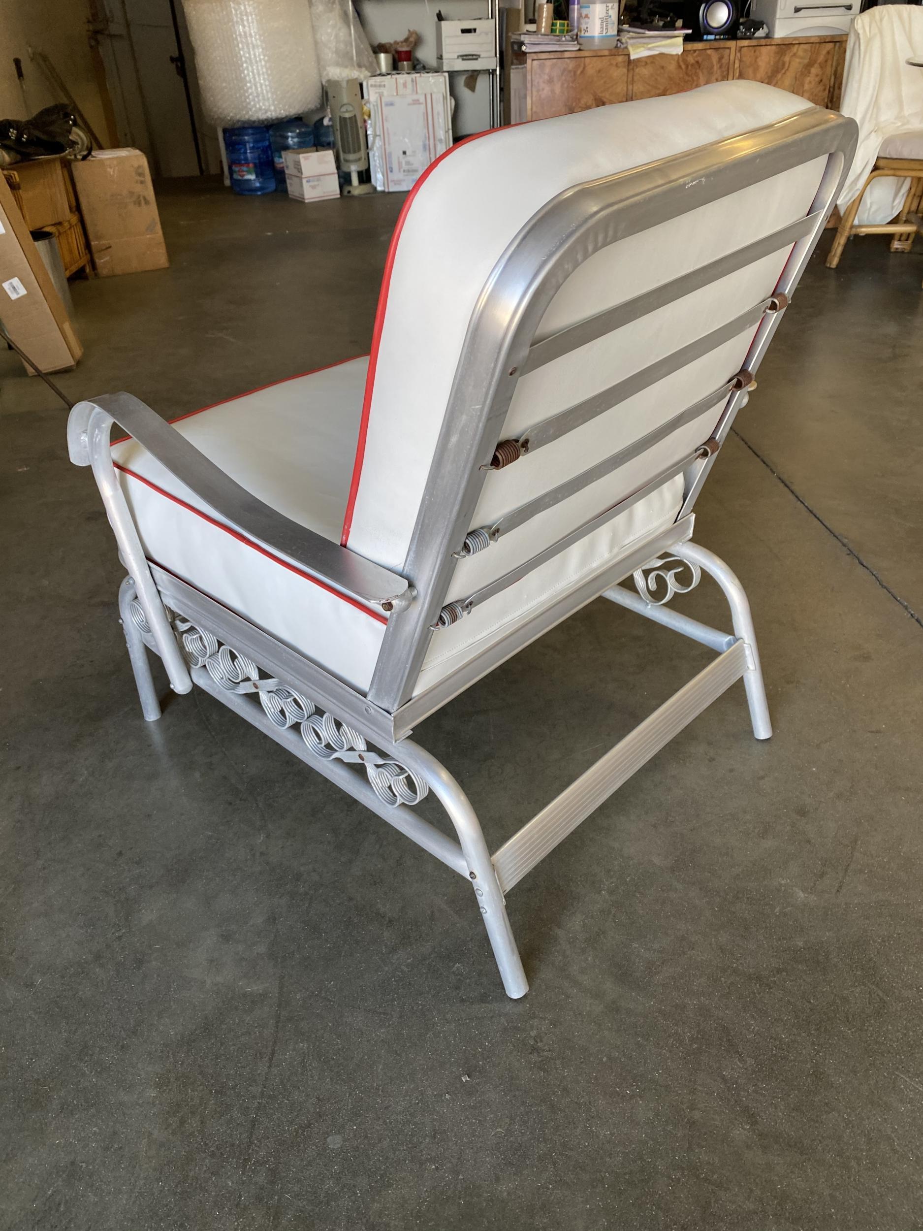 Mid-20th Century Aluminum Patio/Outdoor Lounge Pair of Chair with Scrolling Side
