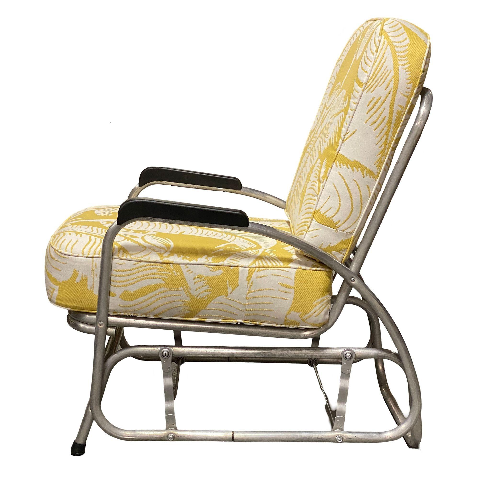 Aluminium Patio/Outdoor Sled Base Rocking Slider Armchair w/ Speed Arms (Art déco) im Angebot