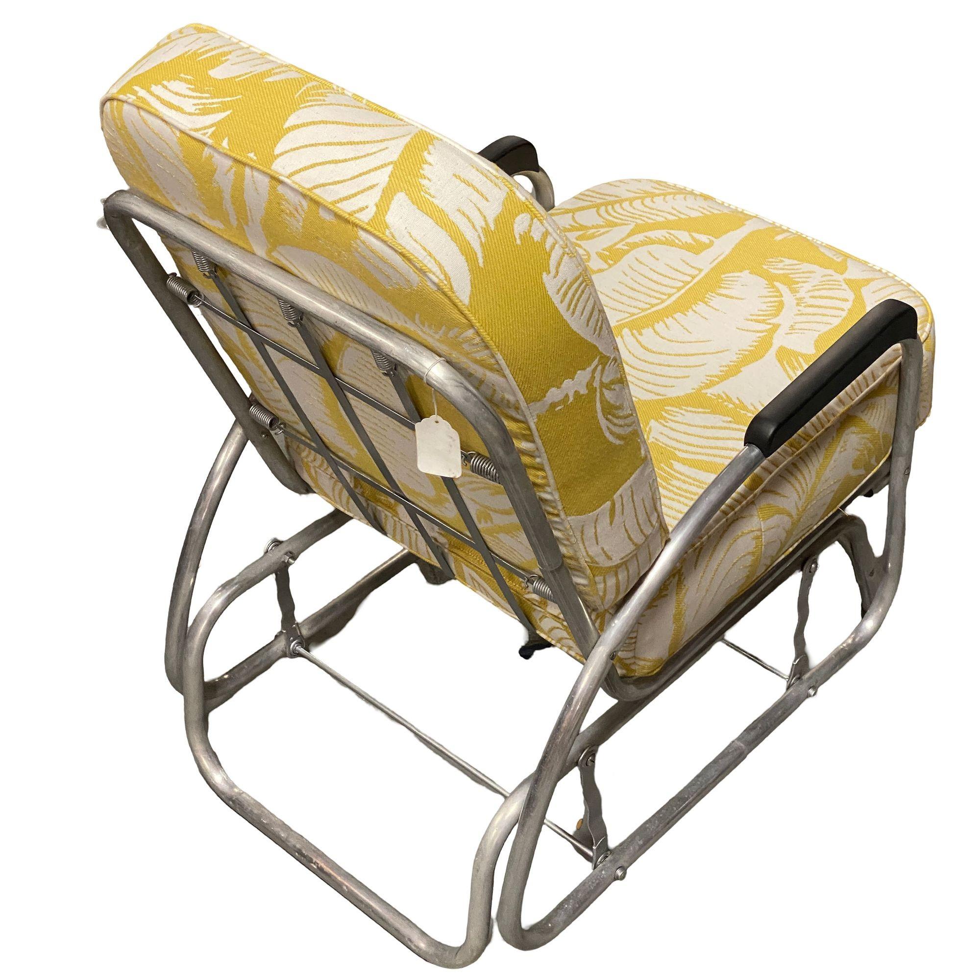 Aluminium Patio/Outdoor Sled Base Rocking Slider Armchair w/ Speed Arms (Mitte des 20. Jahrhunderts) im Angebot