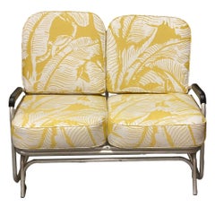 Aluminum Patio/Outdoor Sled Base Rocking Slider Settee w/ Speed Arms