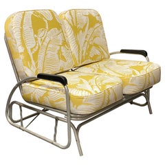 Aluminum Patio/Outdoor Sled Base Rocking Slider Settee w/ Speed Arms