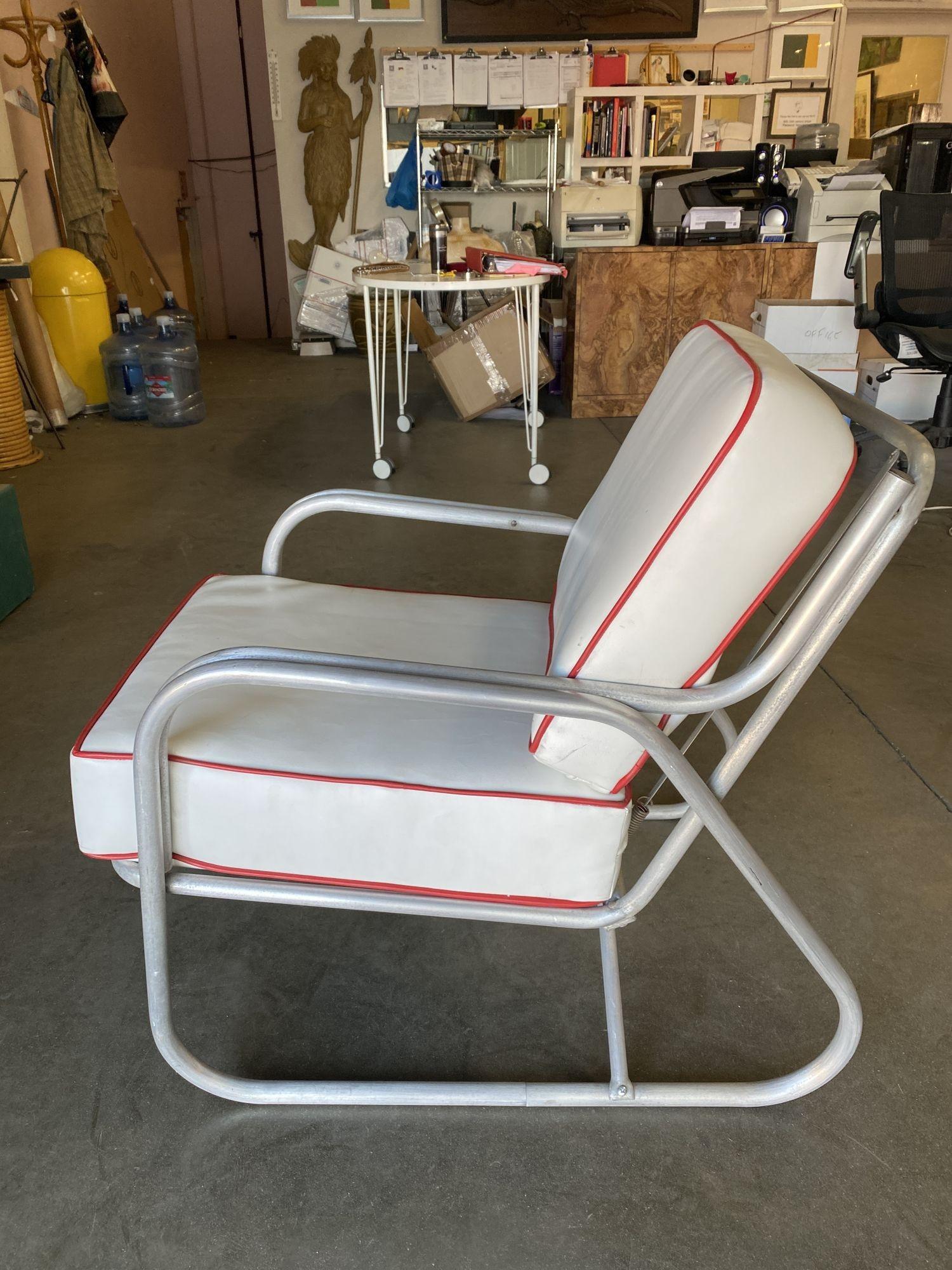 American Aluminum Patio/Outdoor Mid-century Lounge Chair With Speed Arms For Sale