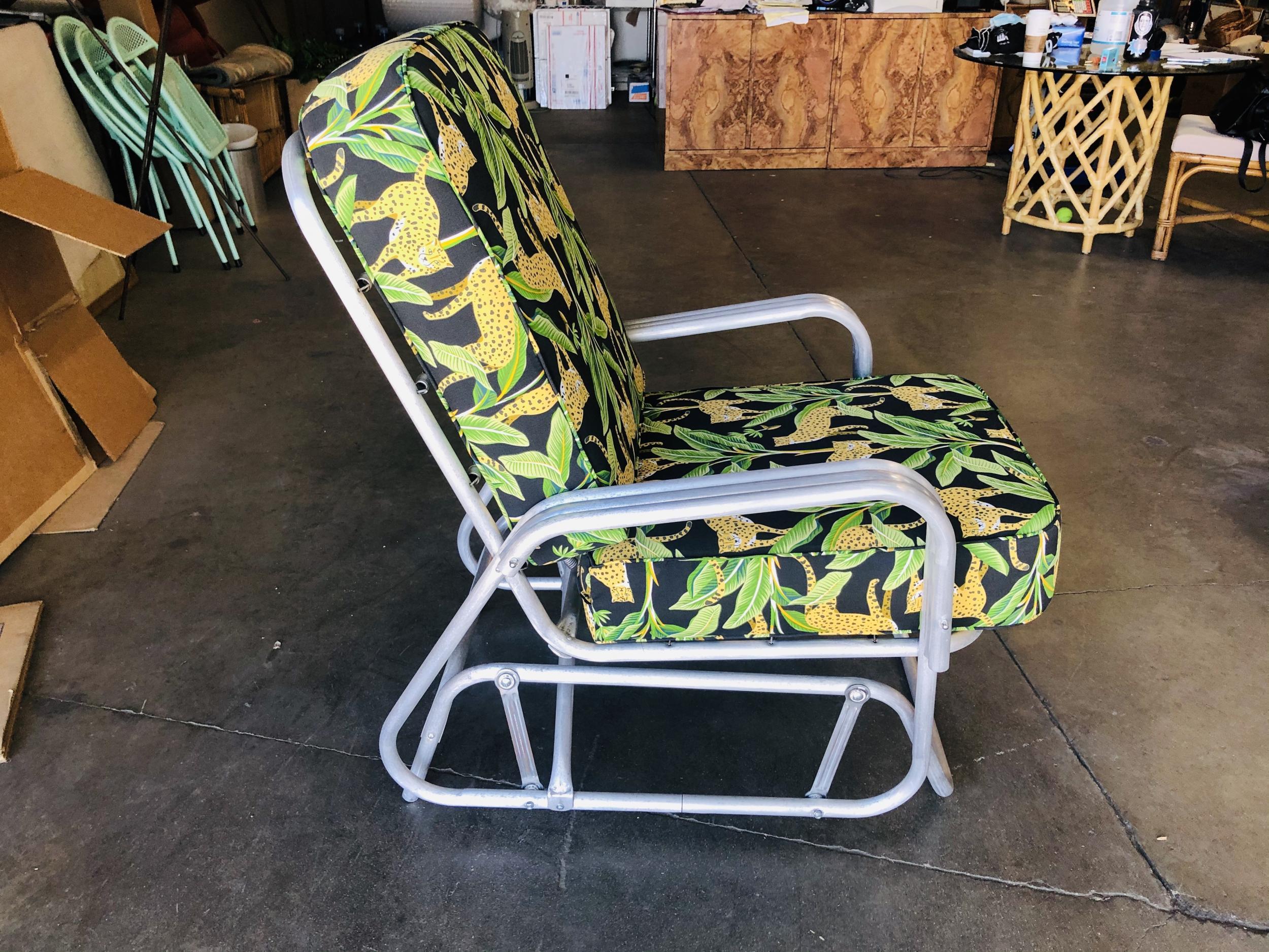 Mid-20th Century Aluminum Patio/Outdoor Slider Rocking Lounge Chair with Speed Arm For Sale