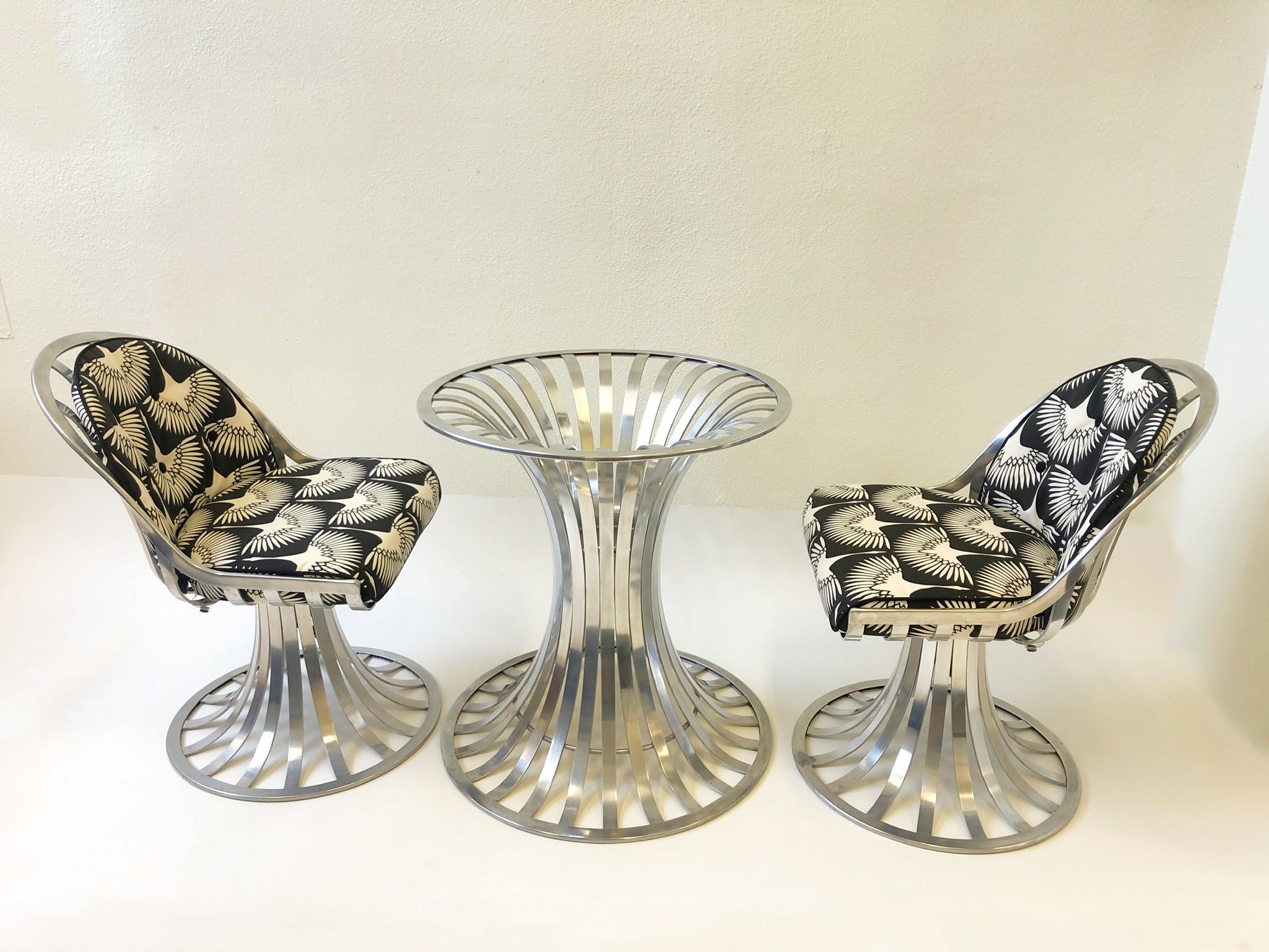 Mid-20th Century Aluminum Patio Table and Chairs by Russell Woodard