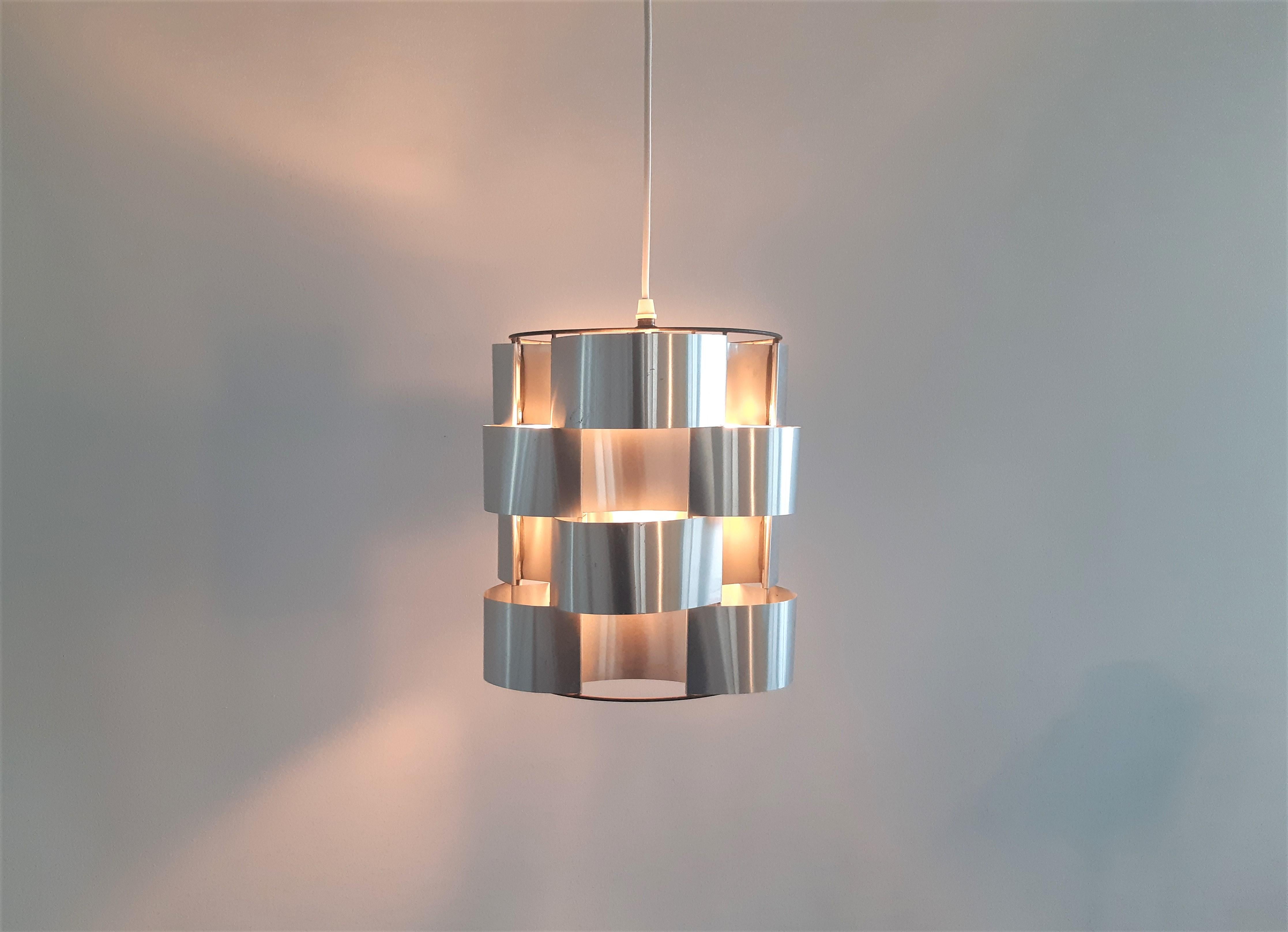 Aluminum Pendant Lamp by Max Sauze, France 1970's In Good Condition In Steenwijk, NL