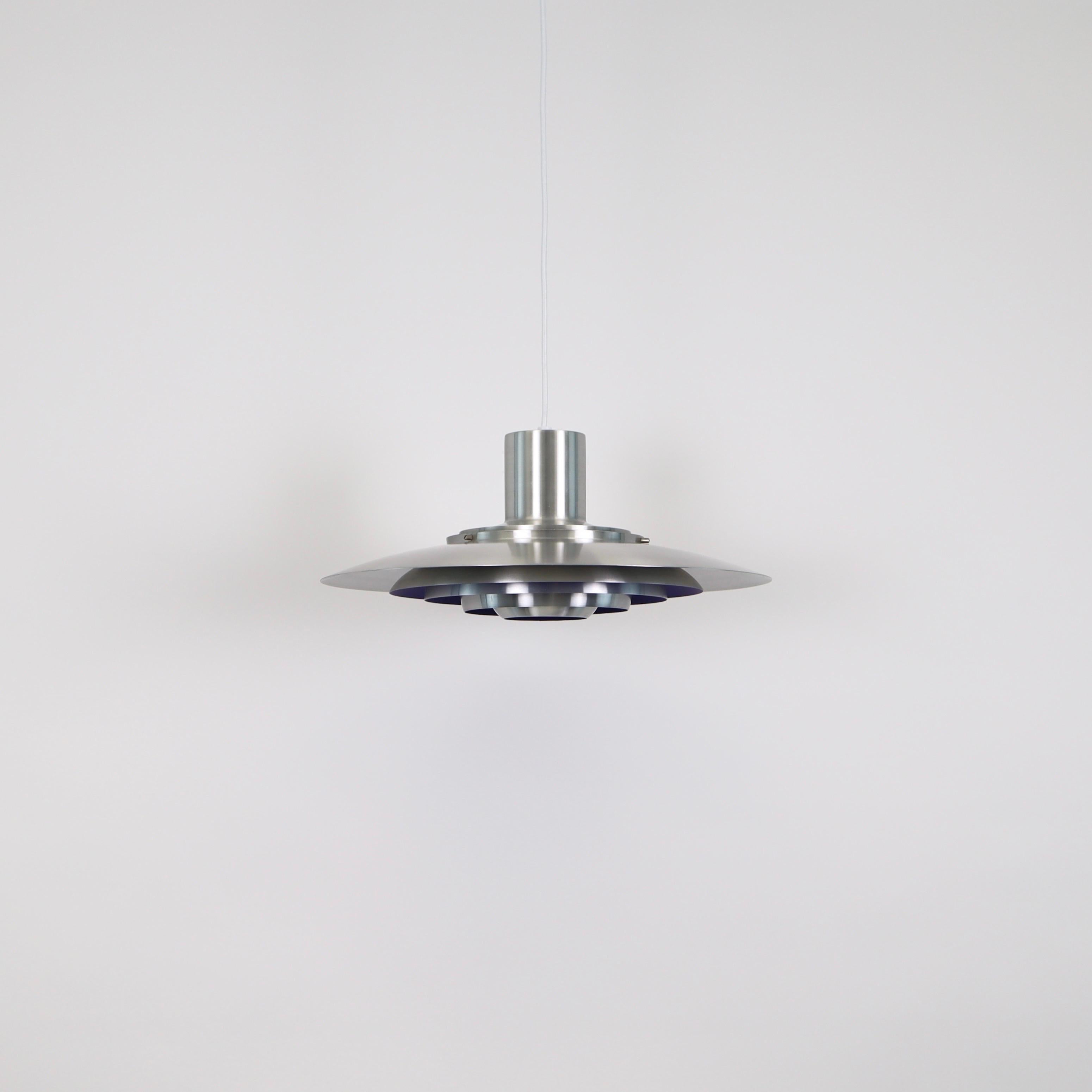 Mid-20th Century Aluminum pendant light by Fabricius & Kastholm for Nordisk Solar, 1960s, Denmark For Sale