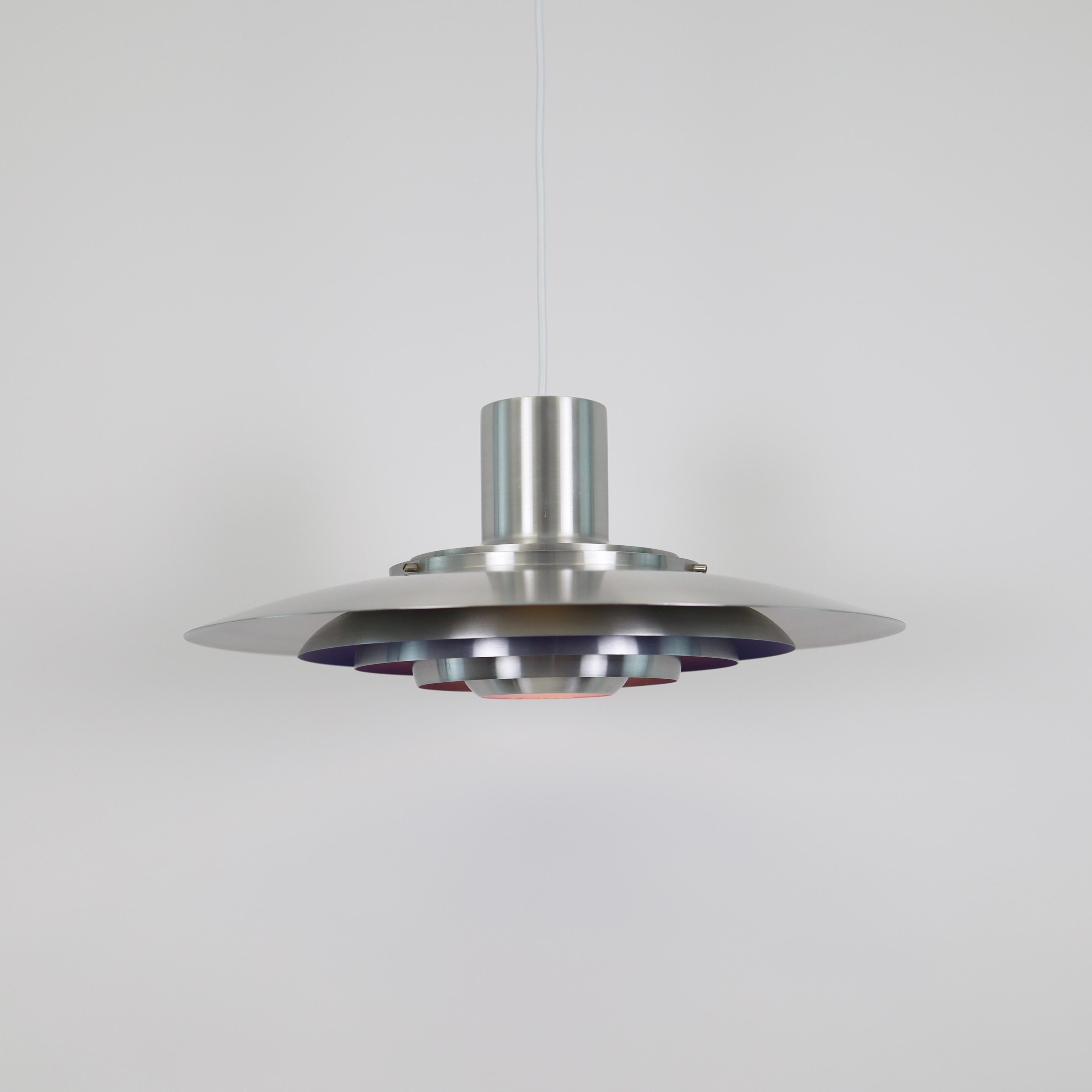 Aluminum pendant light by Fabricius & Kastholm for Nordisk Solar, 1960s, Denmark For Sale 3