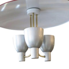 1953 Enameled Pendant Chandelier by Moe Lighting with 3 arms for Dining Room