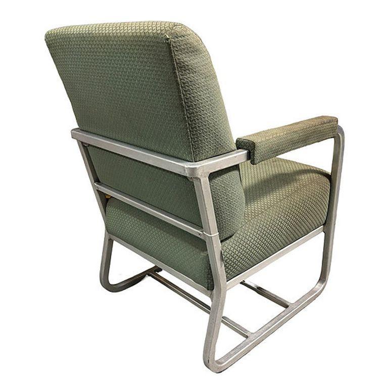 Art Deco Aluminum Pullman Passenger Train Railroad Lounge Chair By Emeco, Pair For Sale