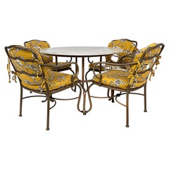 Aluminum Quartz Top Garden Table with Upholstered Chairs with Cushions