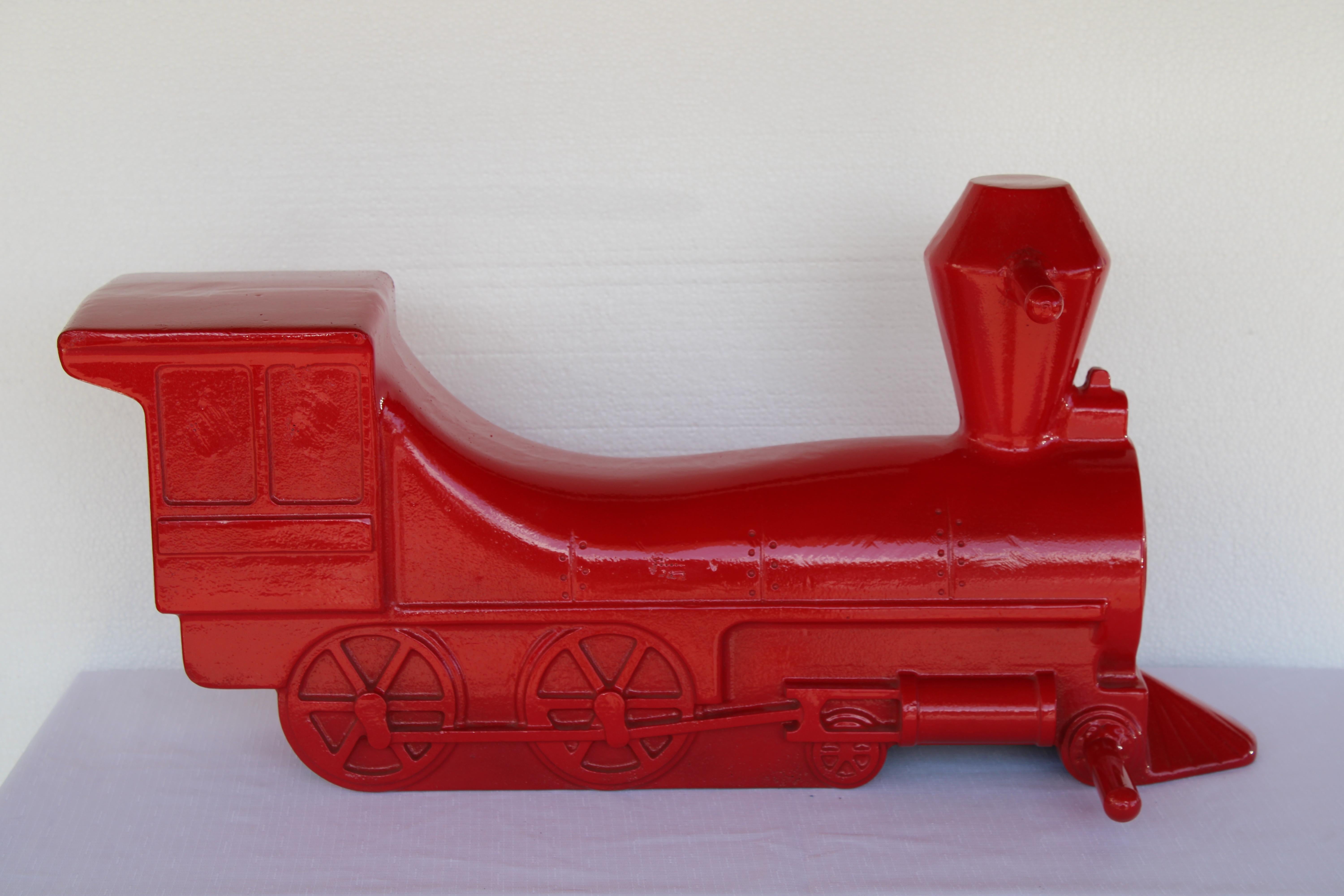 Aluminum Red Locomotive Playground Toy Sculpture In Good Condition For Sale In Palm Springs, CA
