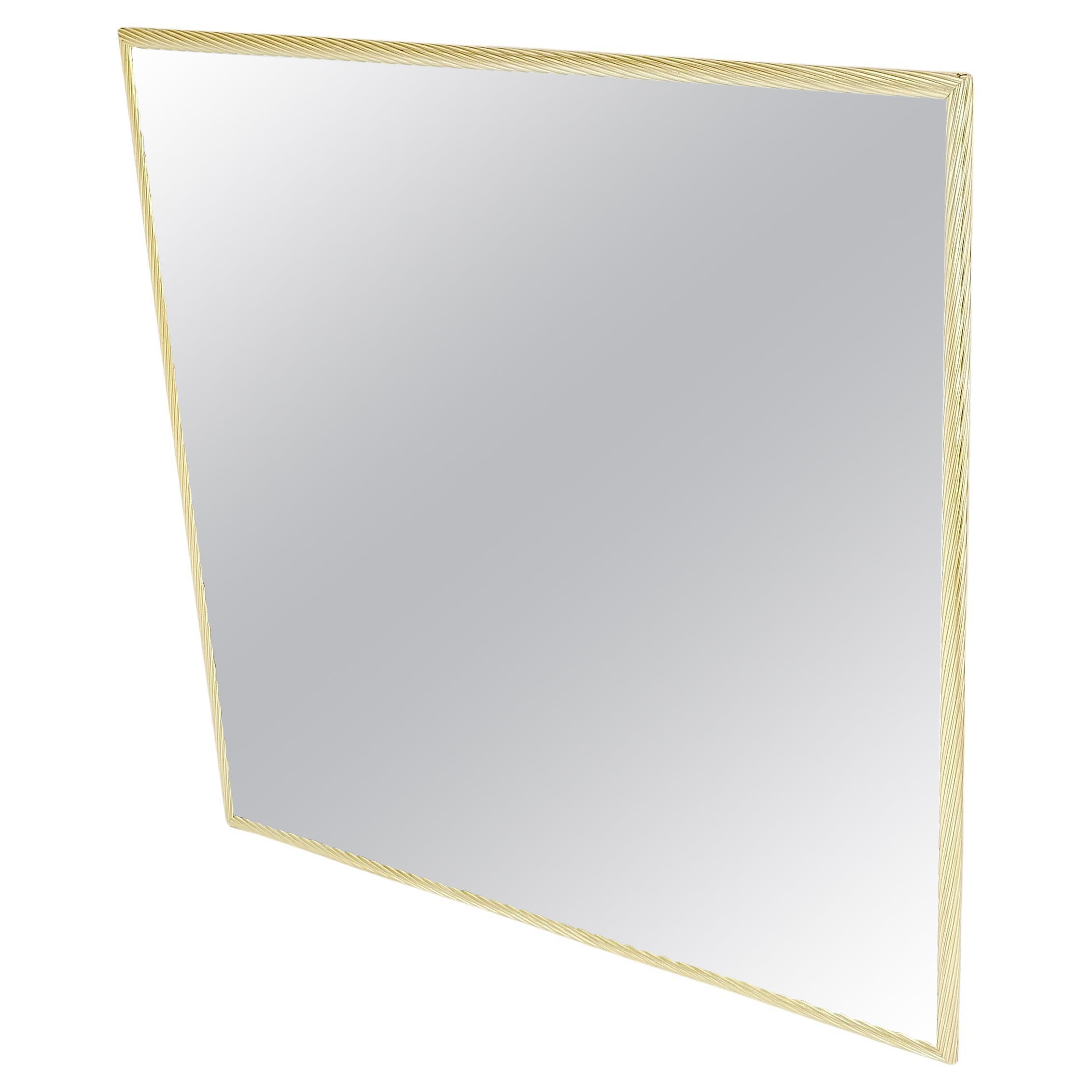 Miroir mural carré italien moderne mi-siècle en aluminium à bords en corde MINT ! en vente