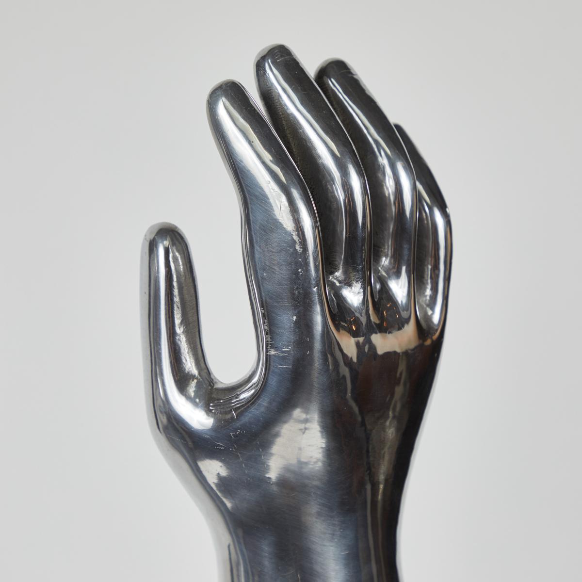 English Aluminum Sculptural Mold of a Human Hand