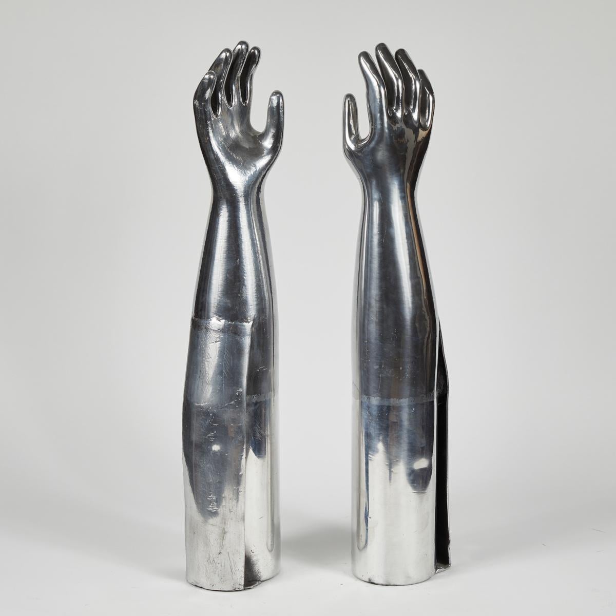 Aluminum Sculptural Mold of a Human Hand In Good Condition In Los Angeles, CA