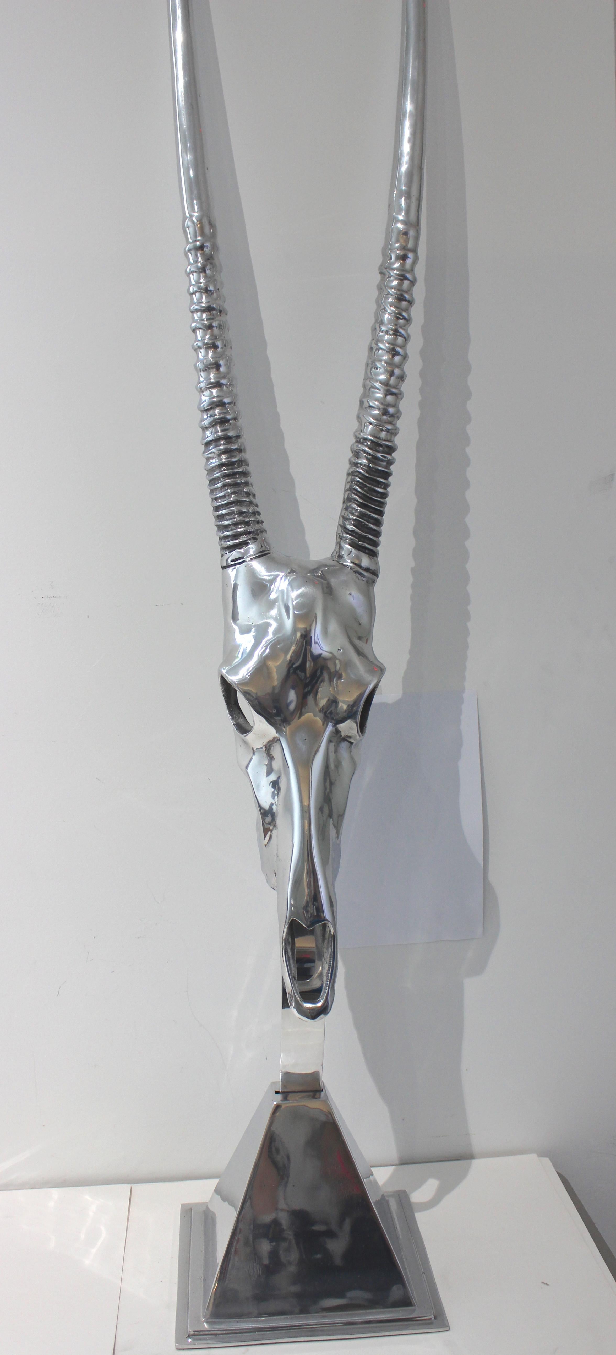 Mid-Century Modern Aluminum Sculpture of a Gazelle Skull by Arthur Court For Sale