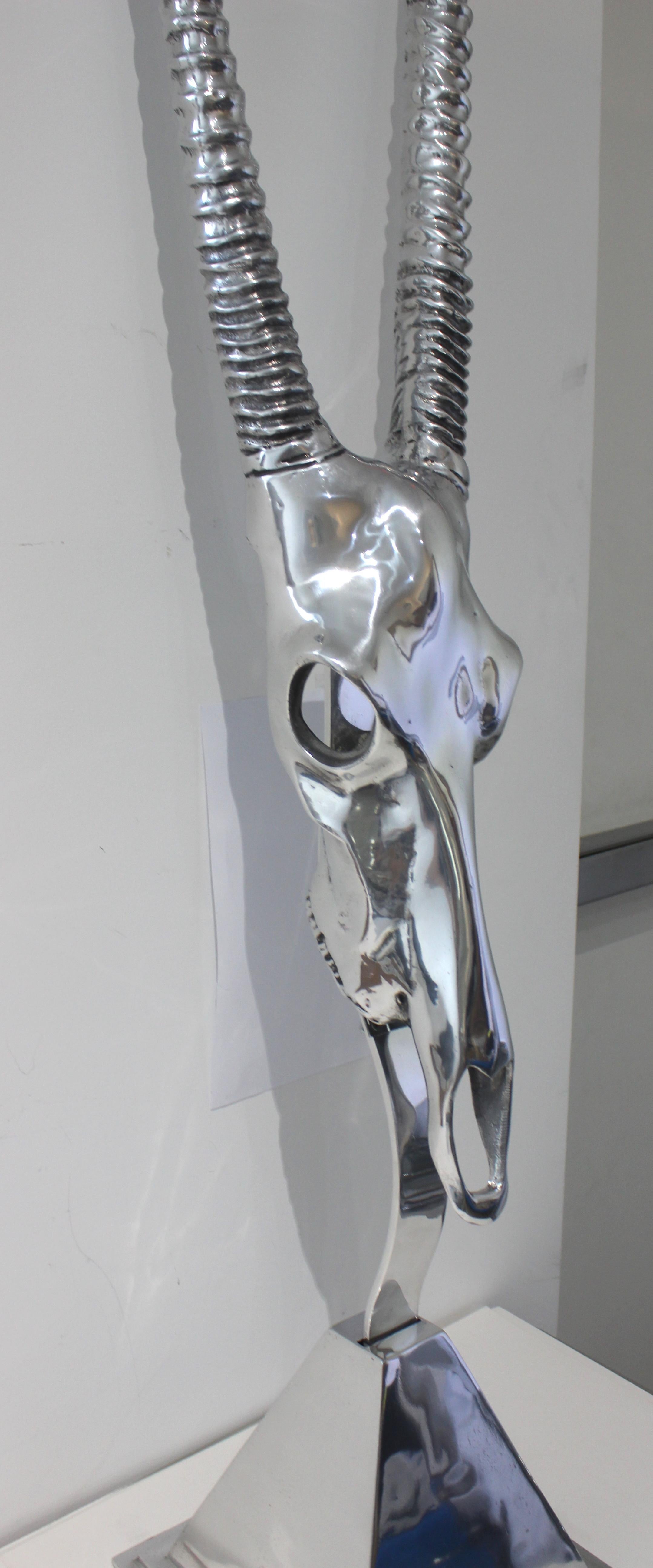Cast Aluminum Sculpture of a Gazelle Skull by Arthur Court For Sale