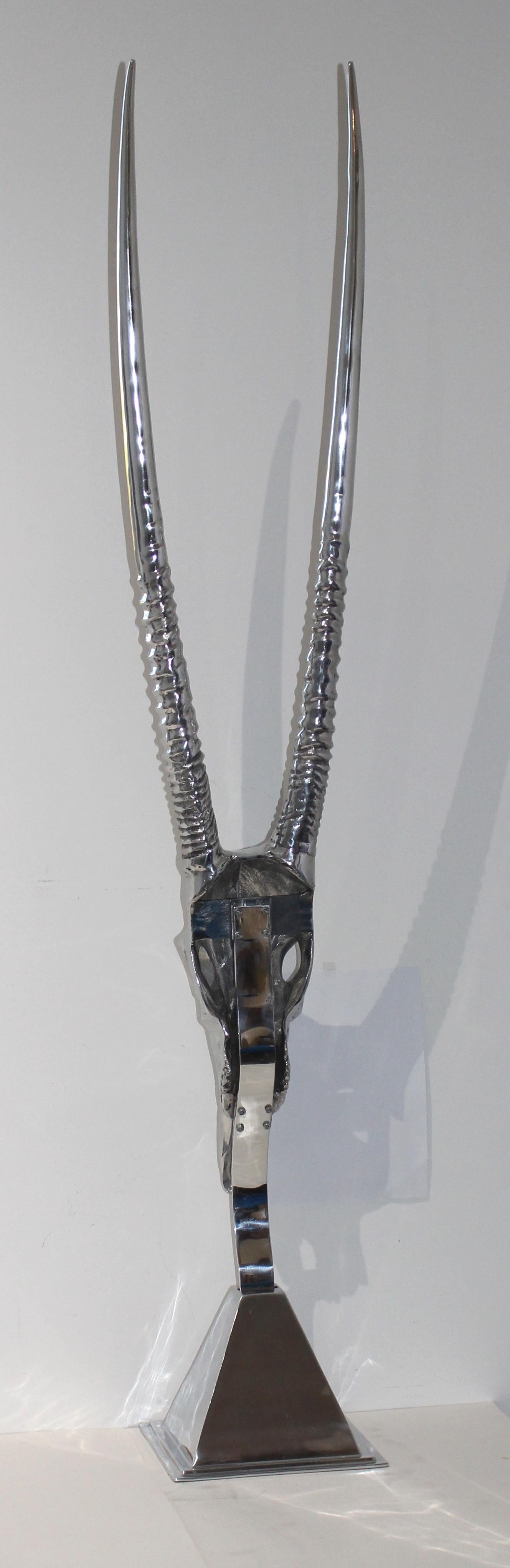 Aluminum Sculpture of a Gazelle Skull by Arthur Court For Sale 1