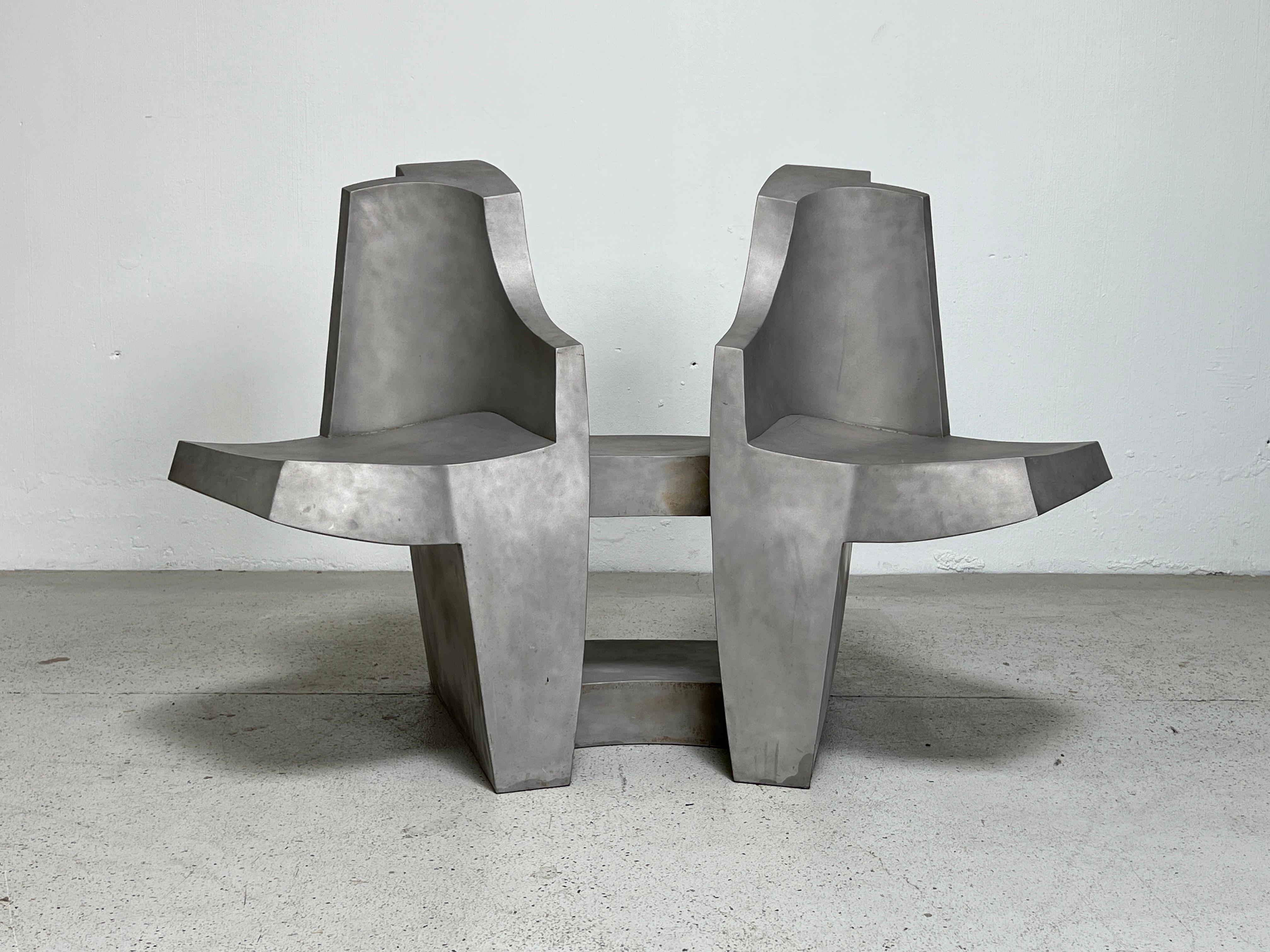 Late 20th Century Aluminum Settee / Bench by Jim Cole 