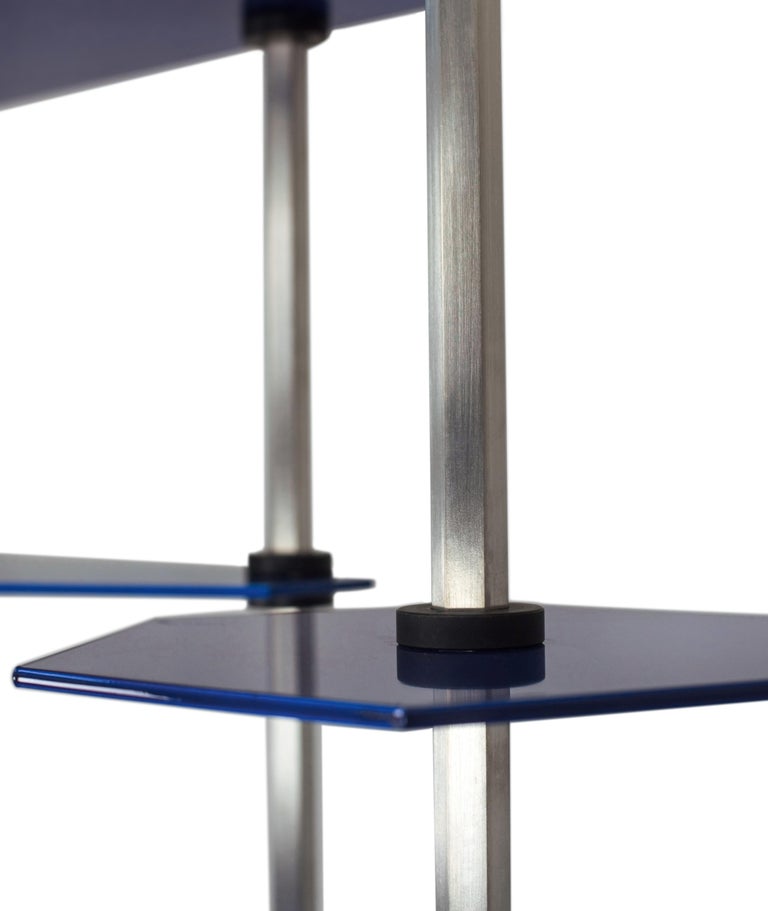 Aluminum Shelving in Metallic Blue Glaze Modular Bookshelf Birnam