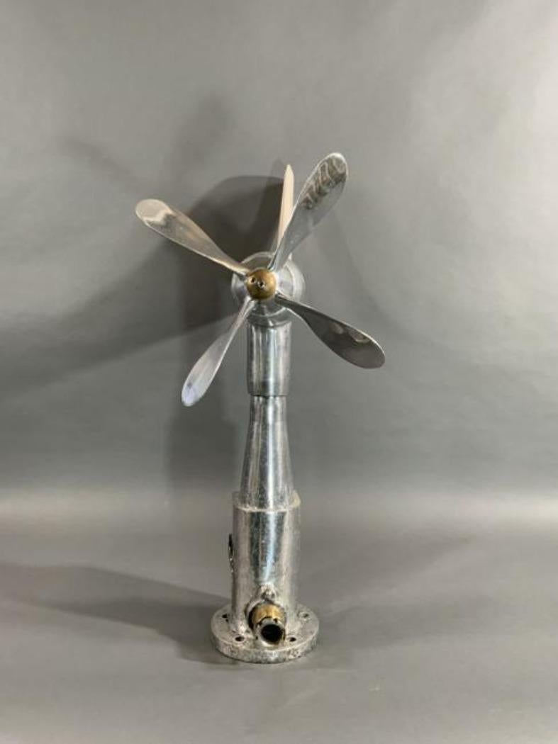 Pedestal mounted ships anemometer, with vane and propeller. Polished aluminum with fiberglass vane. Made by Herivana Tech Co LTD. Weight is 17 pounds. 31