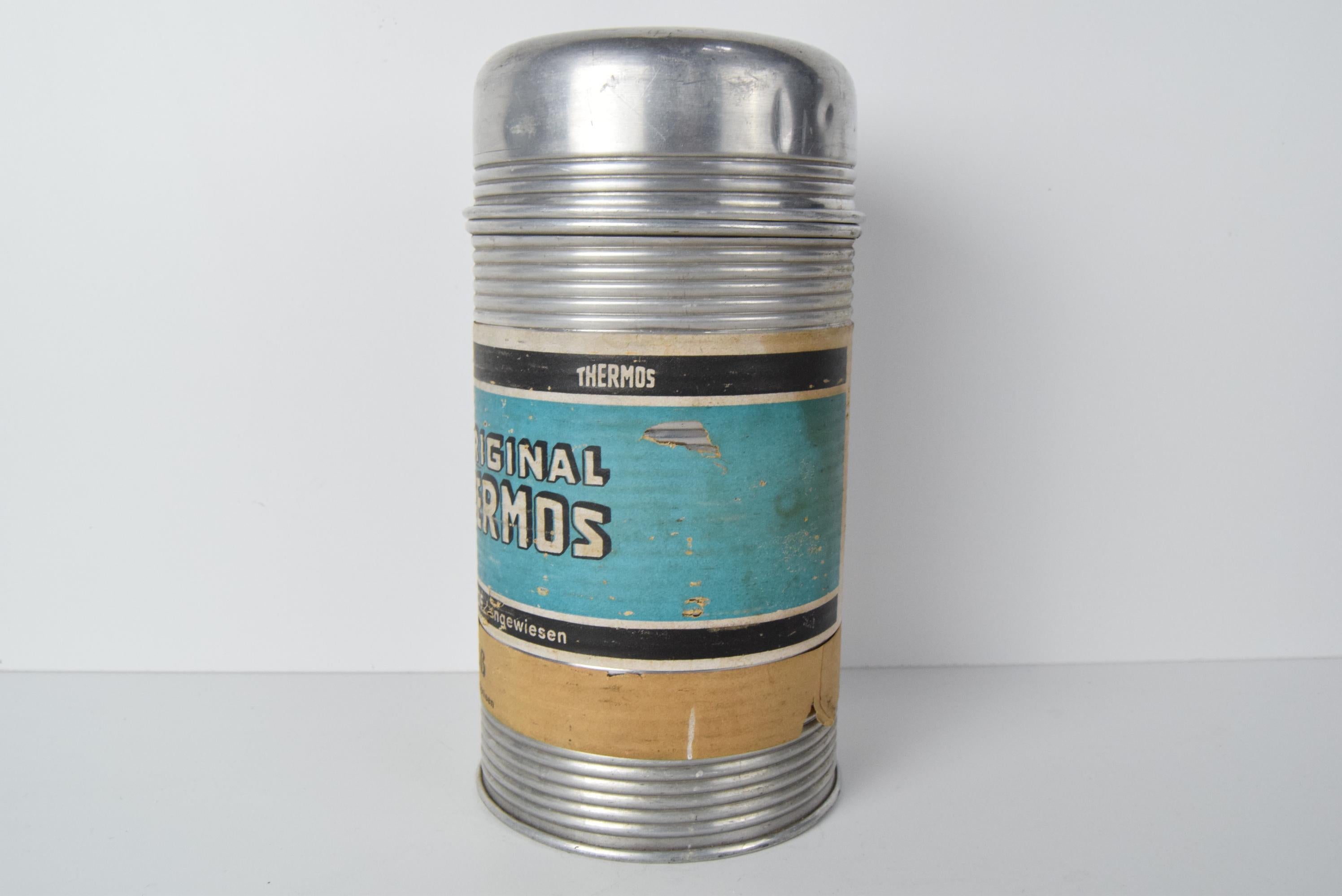 German Aluminum Thermos from Veb Thermos Langewiesen, circa 1940's. For Sale