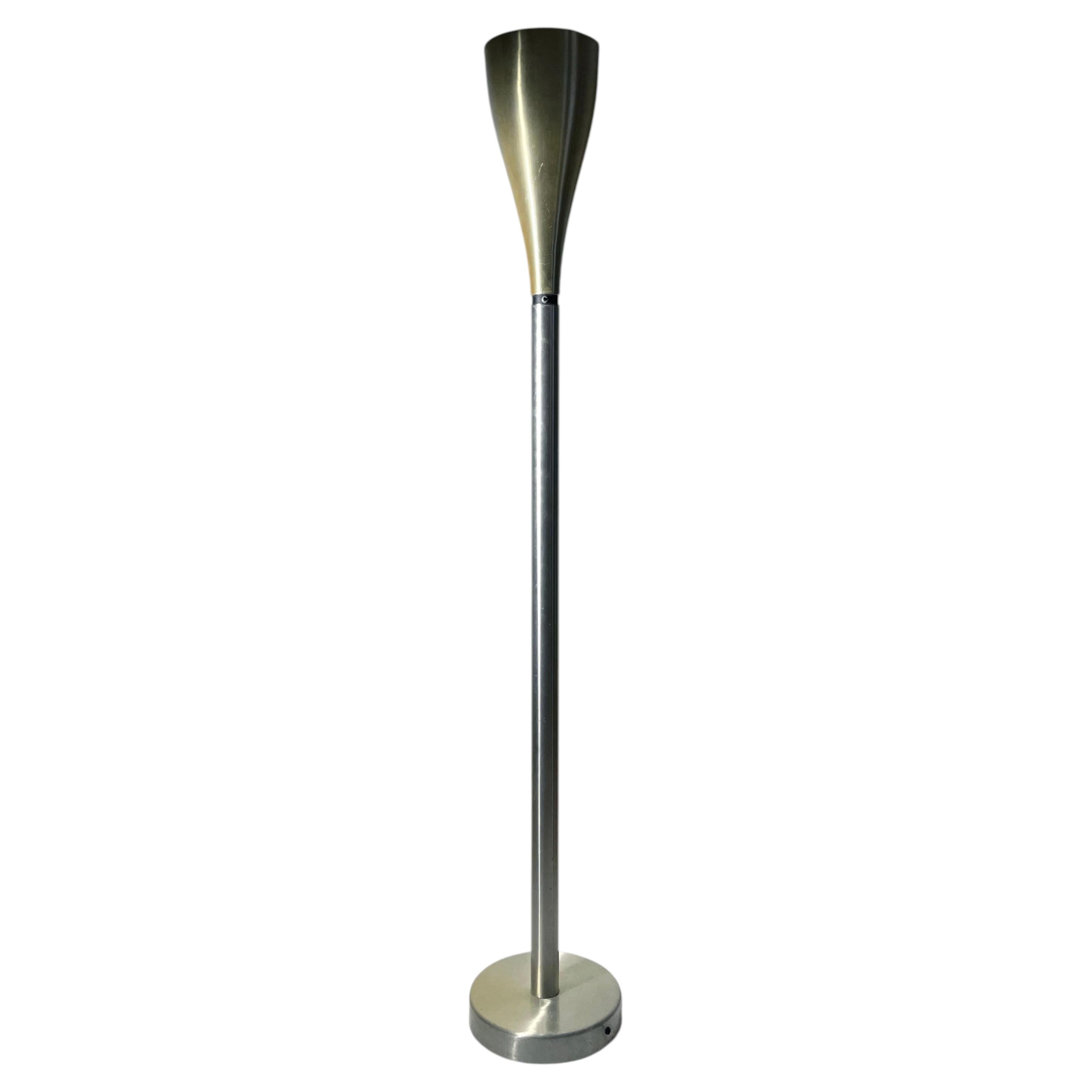 Pre-owned Lightolier Aluminum Torchiere Floor Lamp Attributed To Pietro Chiesa In Clear