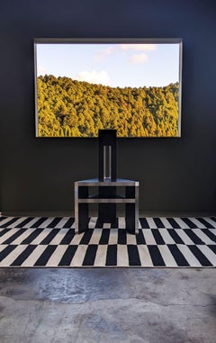 Aluminum Triangle Chair Hollow Black designed by Tadashi Murase Made in Japan