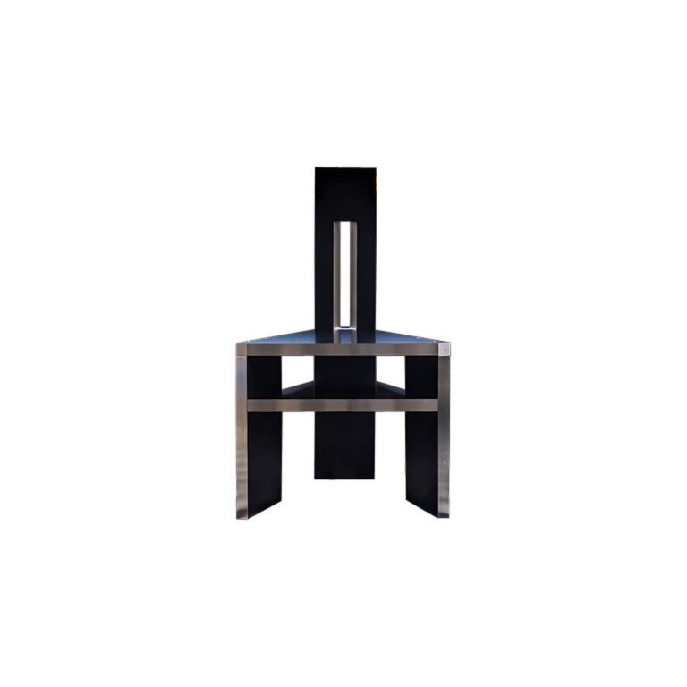 Aluminum Triangle Chair Hollow Black designed by Tadashi Murase Made in Japan