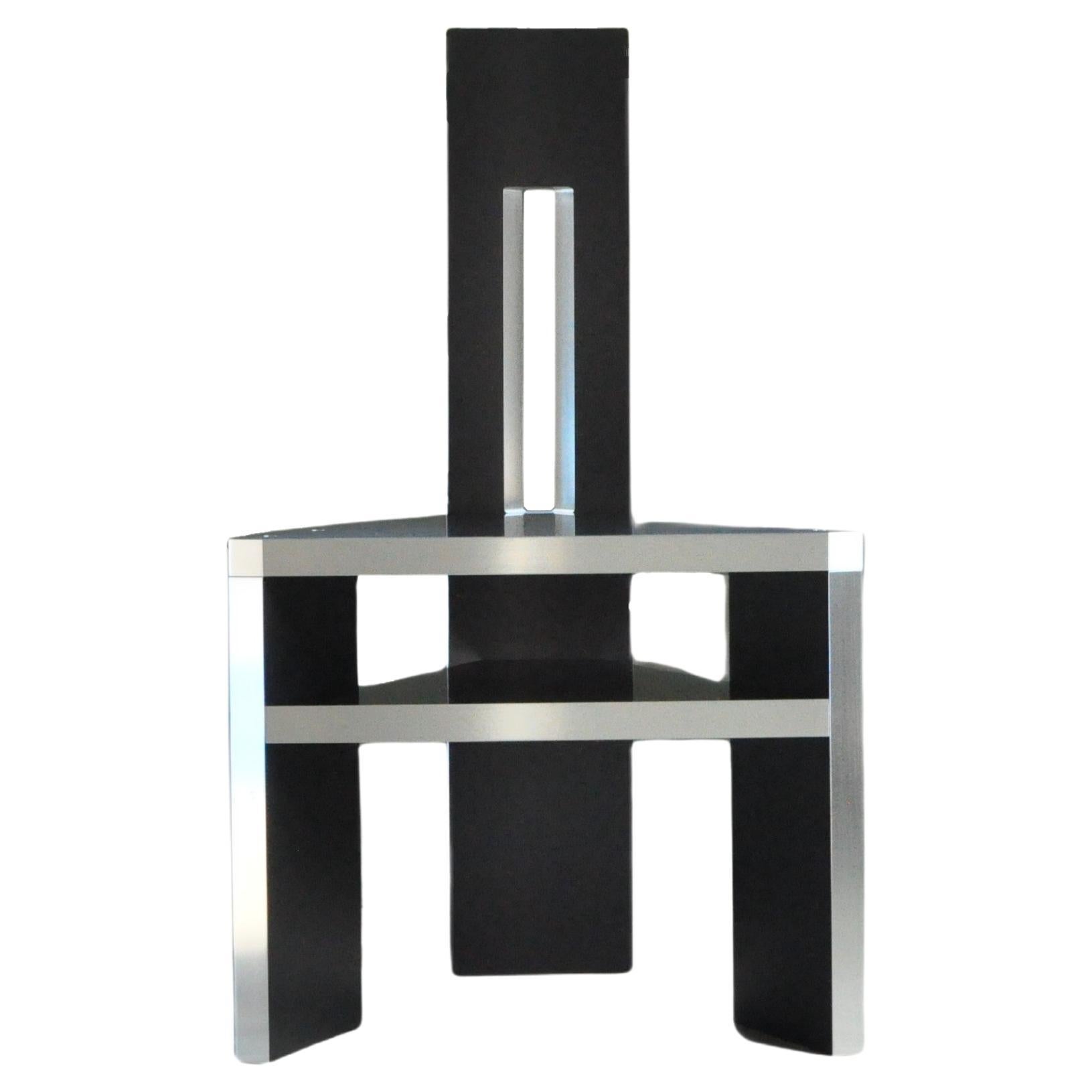 Aluminum Triangle Chair Hollow Black designed by Tadashi Murase Made in Japan For Sale