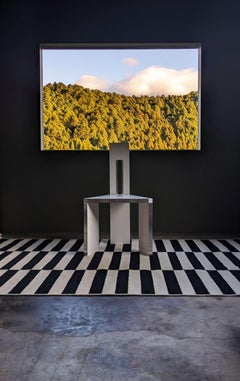 Aluminum Triangle Chair Hollow White designed by Tadashi Murase Made in Japan