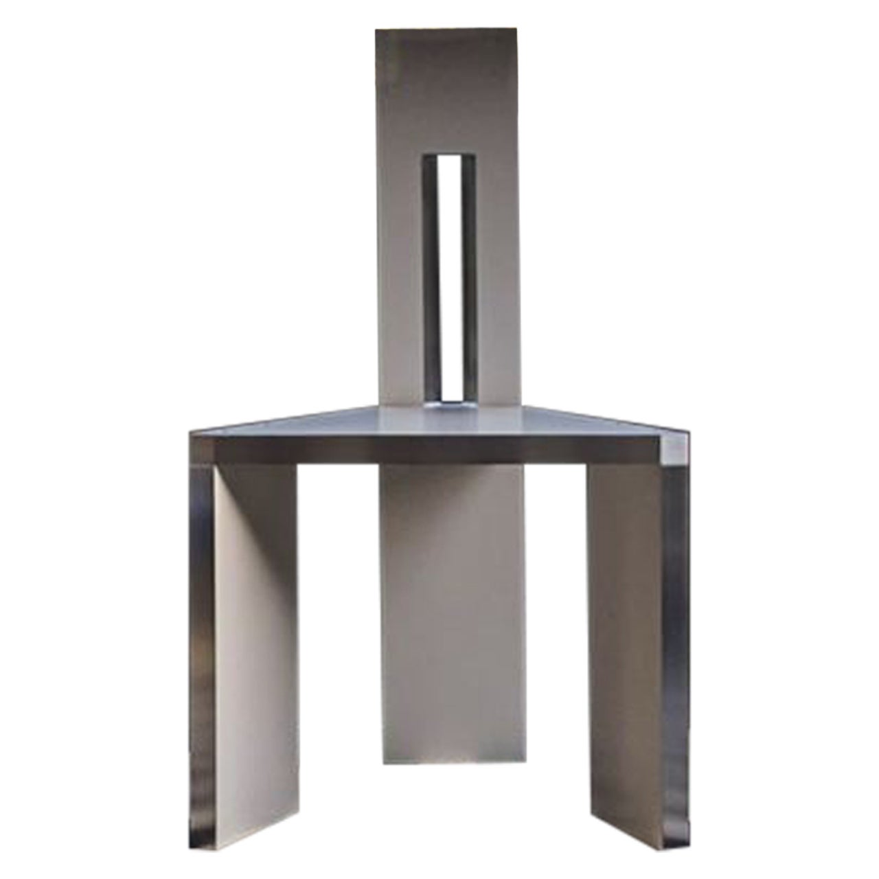 Aluminum Triangle Chair Hollow White designed by Tadashi Murase Made in Japan