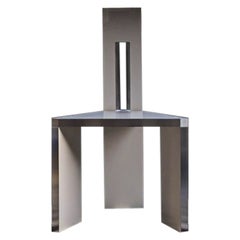Aluminum Triangle Chair Hollow White designed by Tadashi Murase Made in Japan