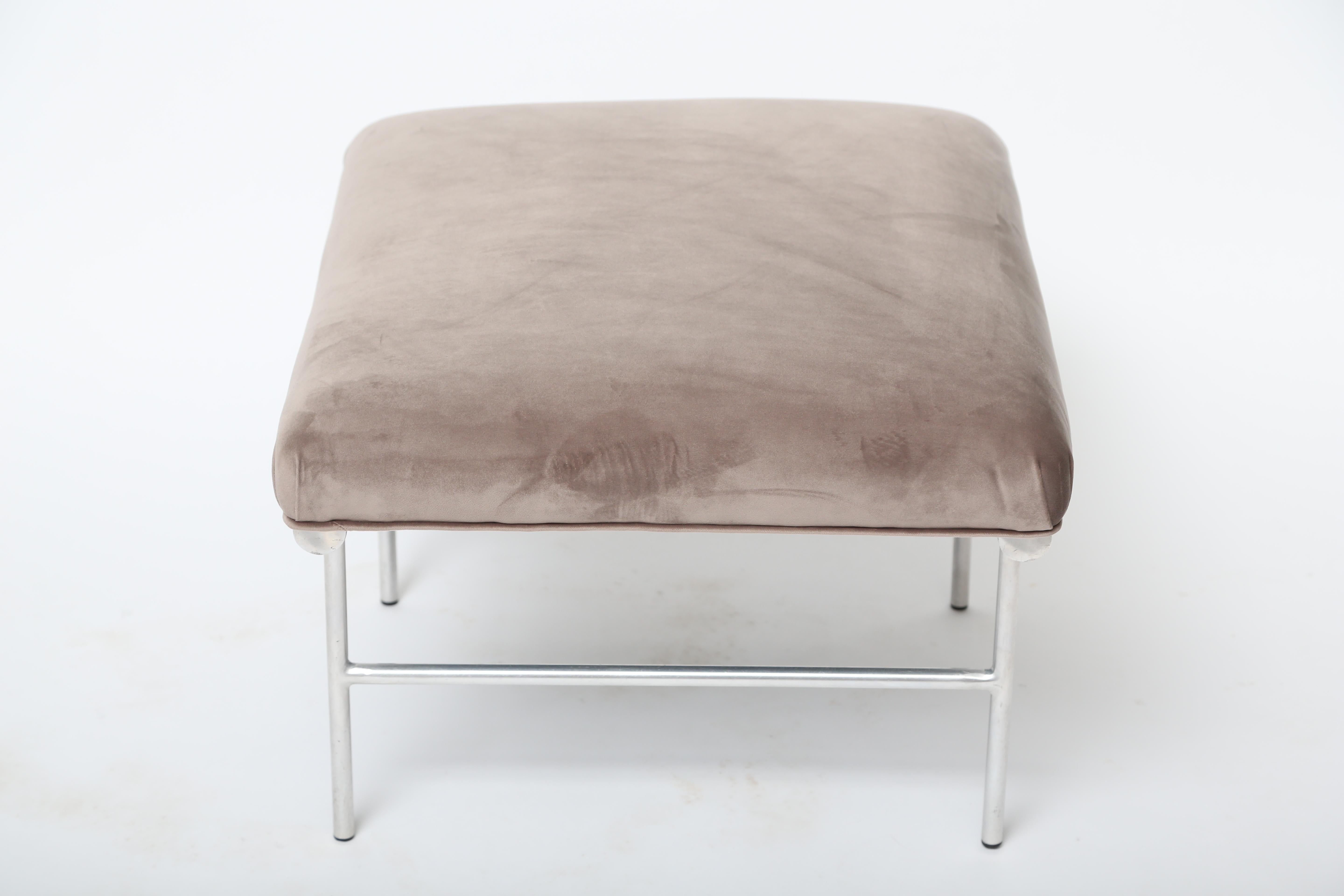 Aluminum Upholstered Bench In Good Condition For Sale In West Palm Beach, FL