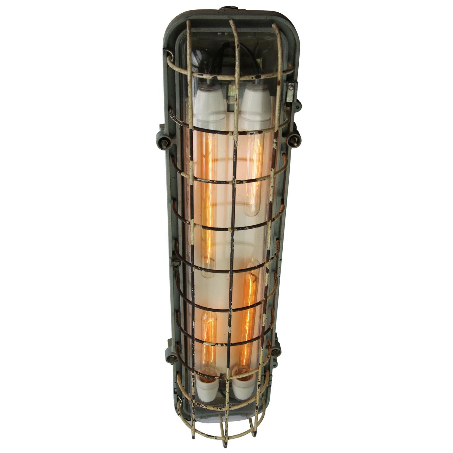 Aluminum Vintage Industrial Glass Cover Pendant Light In Good Condition In Amsterdam, NL