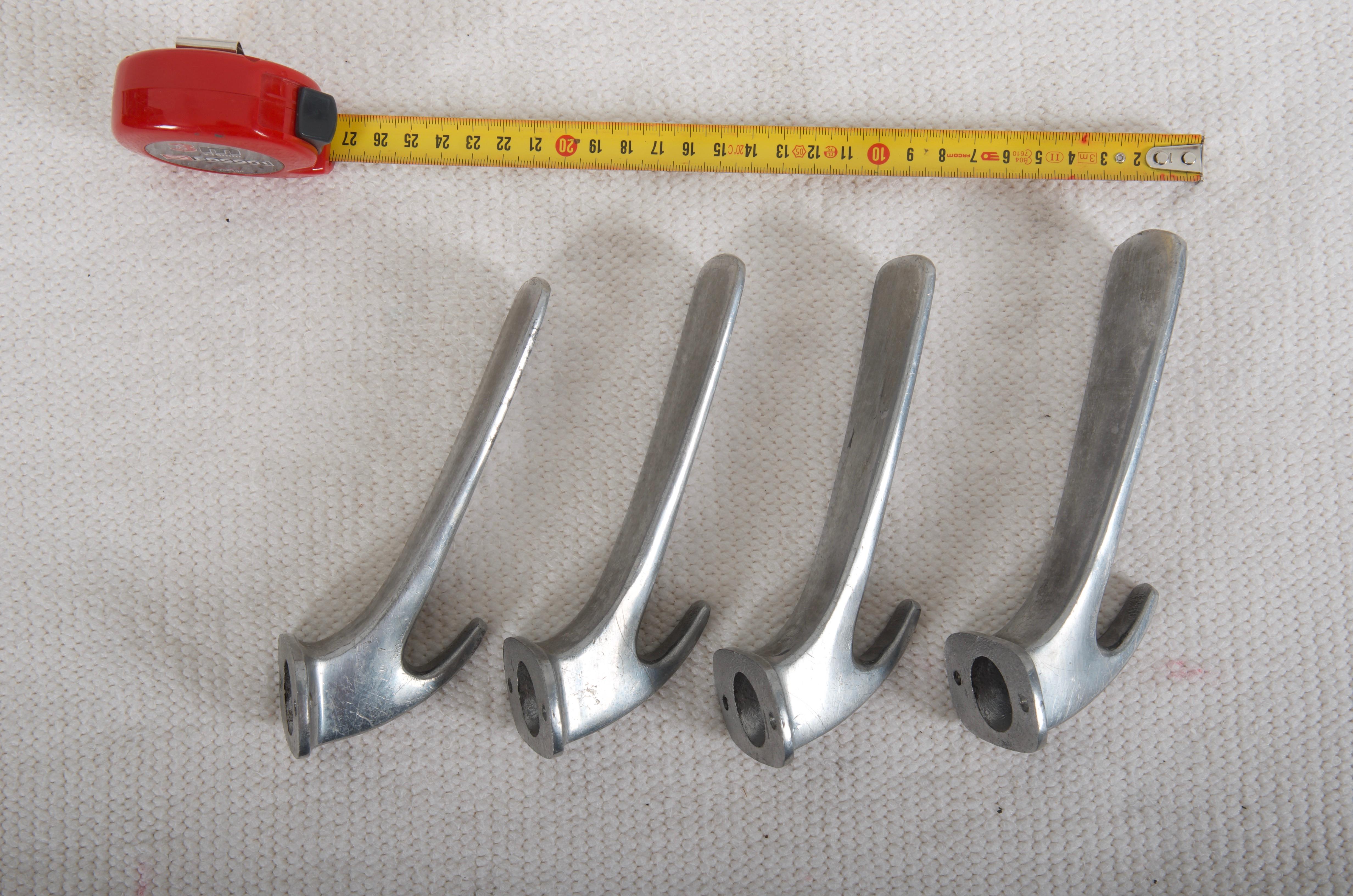 Aluminum Wall Coat Hooks Attributed to Oswald Haerdtl In Good Condition For Sale In Vienna, AT