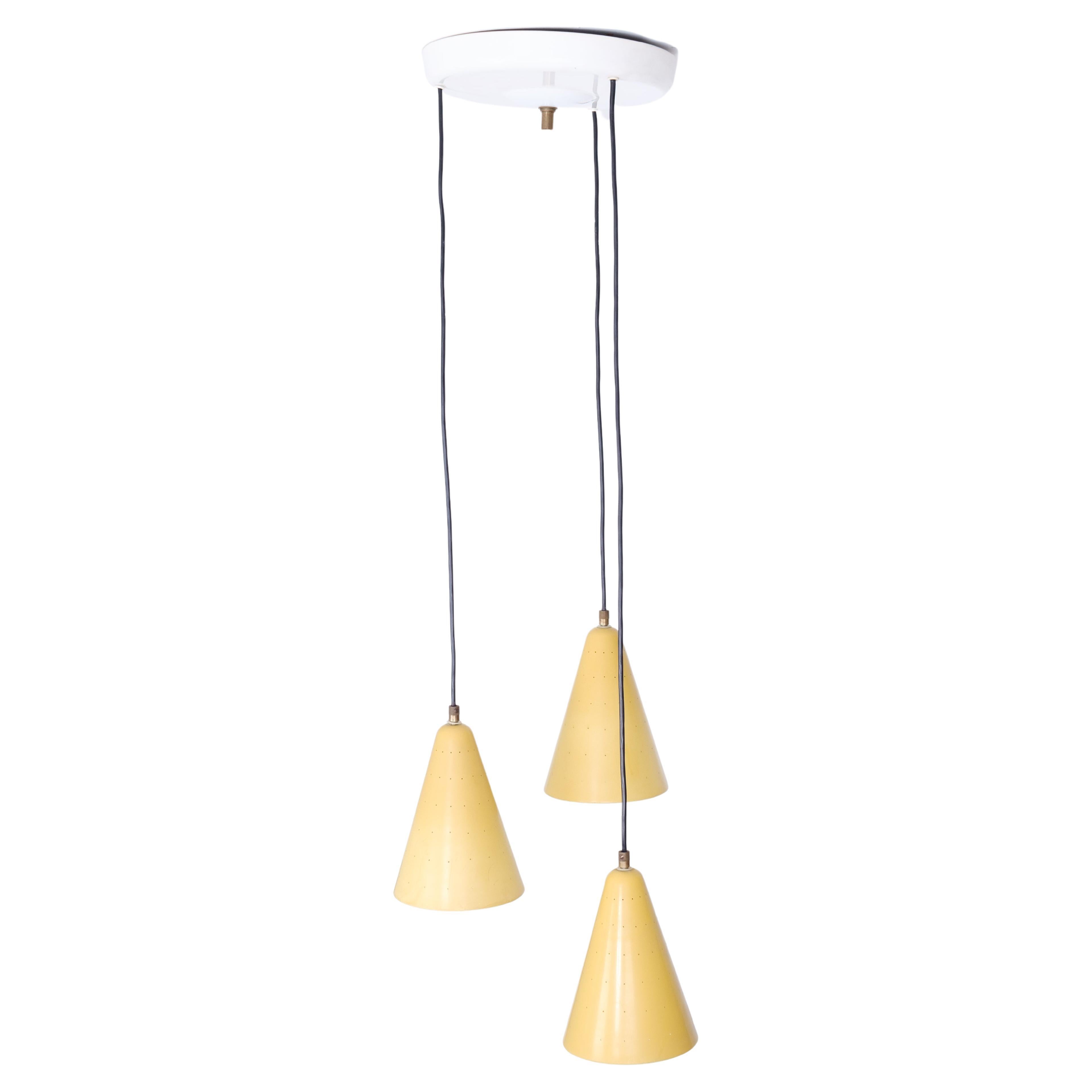 Aluminum Yellow Chandelier 1960s