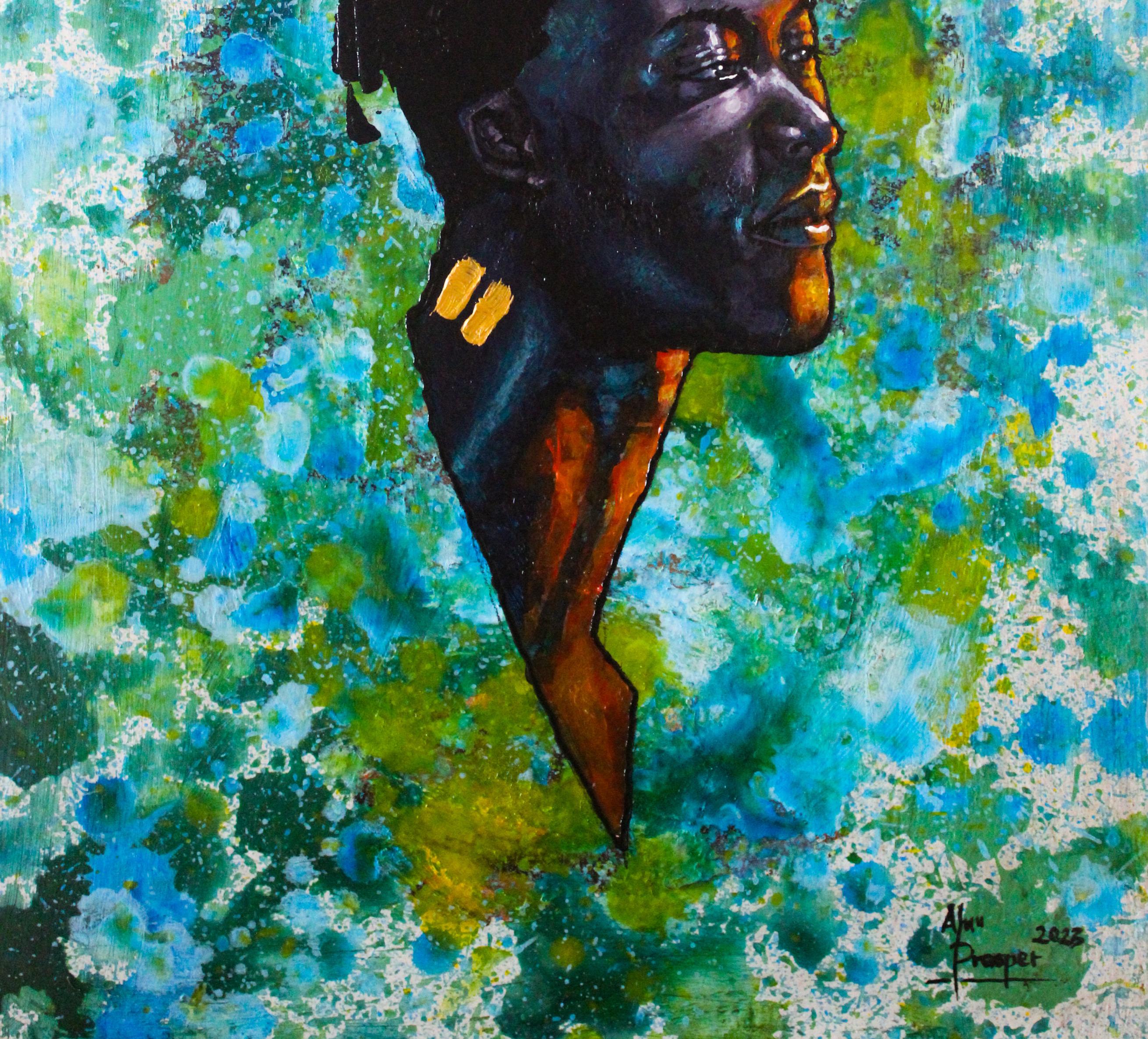 Golden Equality 1 - Neo-Expressionist Painting by Aluu Prosper Chigozie 
