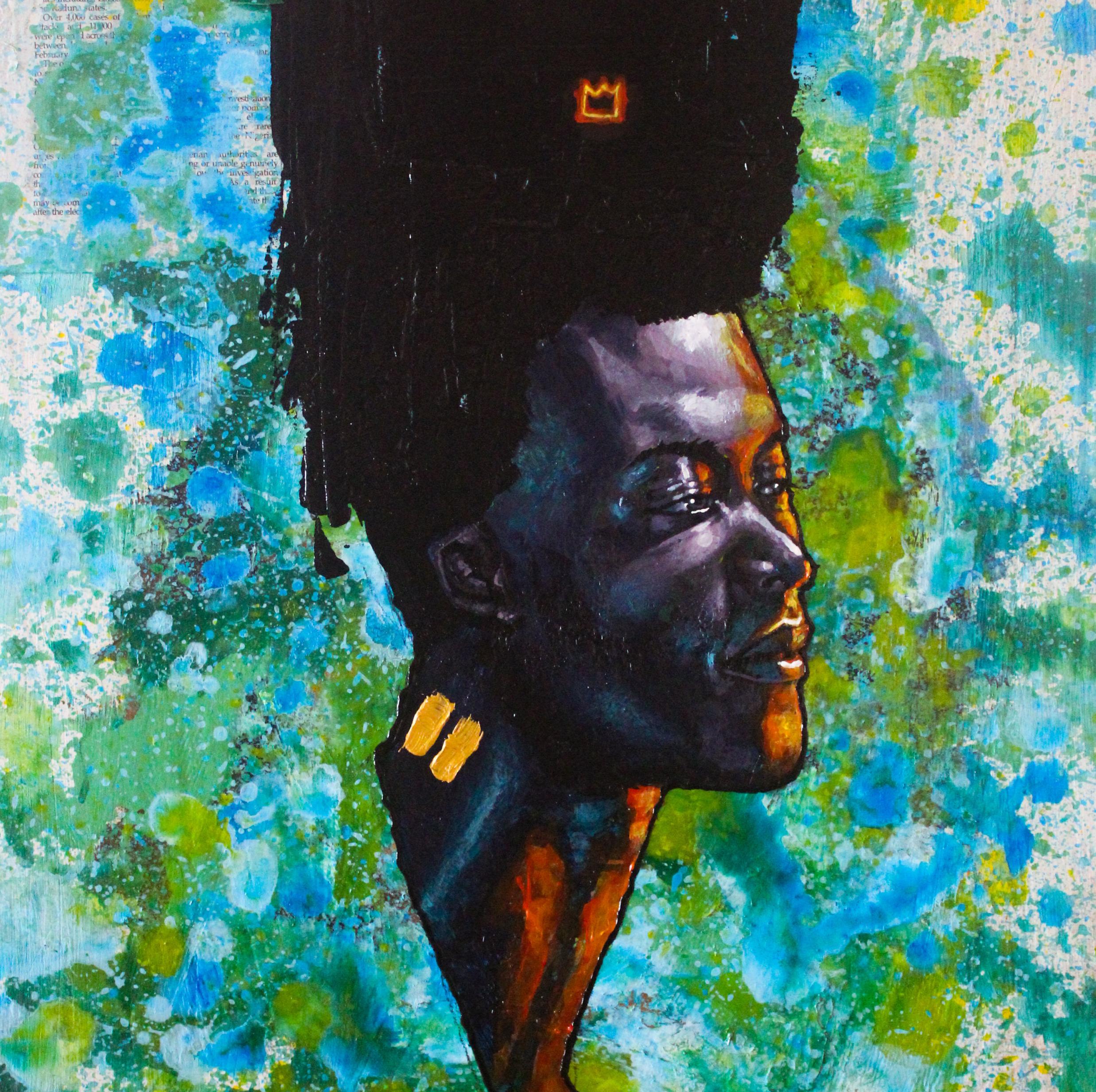 Uguaglianza d'oro 1 - Figurative Painting Blu di Aluu Prosper Chigozie 