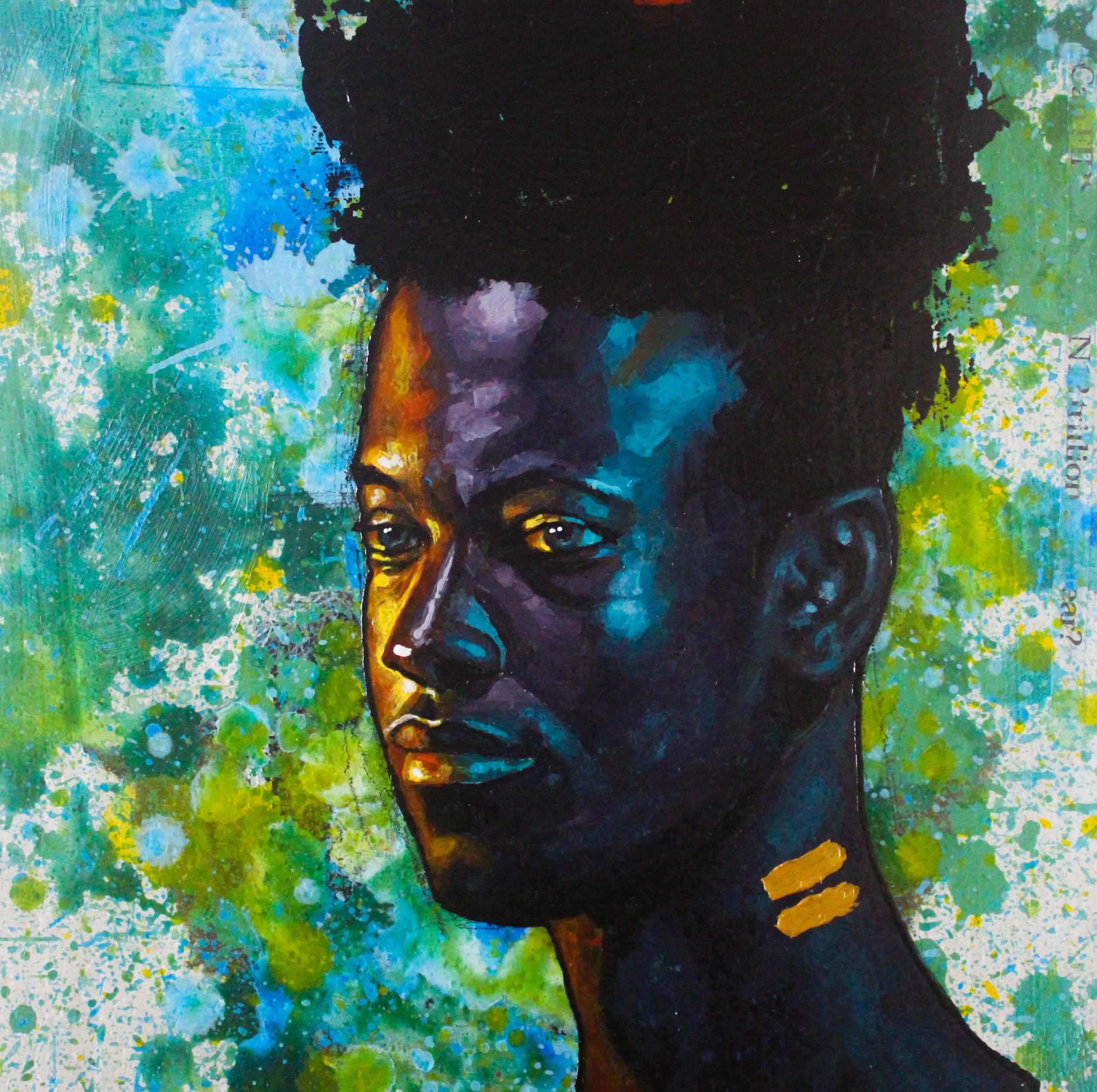 Golden Equality 2 - Neo-Expressionist Painting by Aluu Prosper Chigozie 