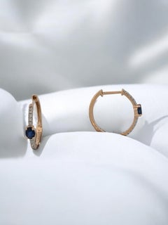 Alva Aros con bisagra de oro de 10 quilates con zafiros de 0,45 quilates y diamantes de 0,15 quilates