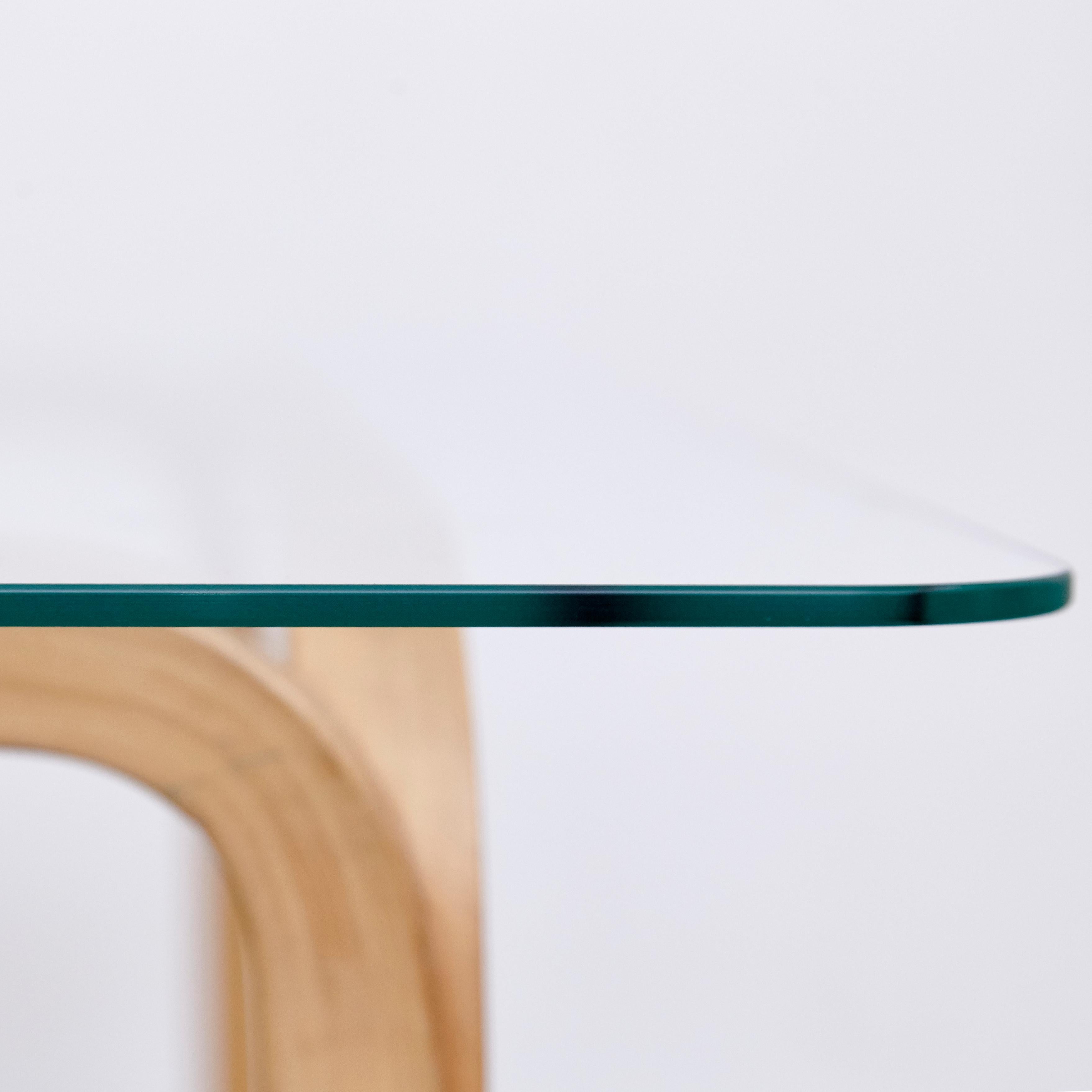 Alva Aalto, Mid Century Modern, Glass and Wood Y805A Low Table, circa 1980 1
