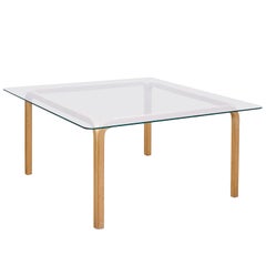Alva Aalto, Mid Century Modern, Glass and Wood Y805A Low Table, circa 1980